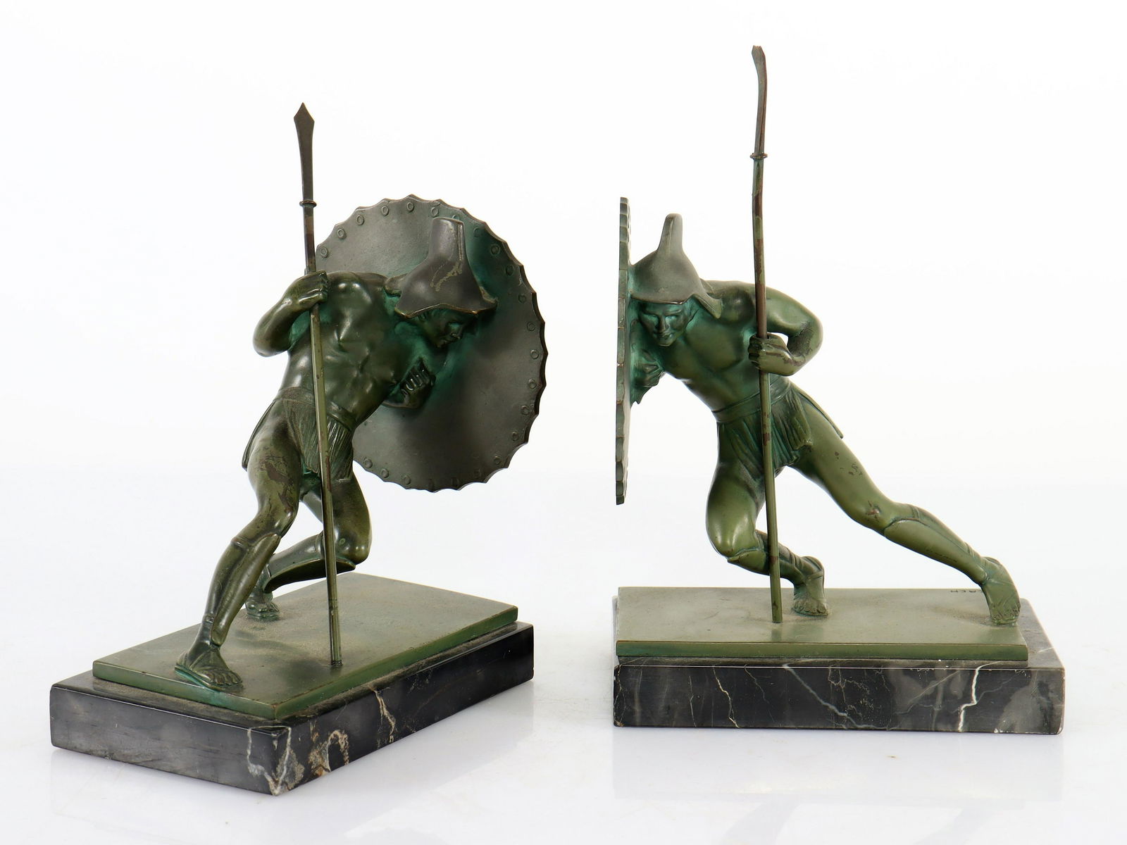 Bruno Zach - Pair of Bronze Warrior Bookends (1 of 5)