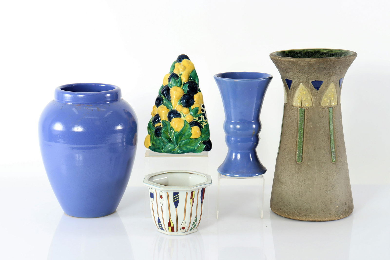 Fulper Pottery Wall Pocket & 4 Vases, Roseville (1 of 9)