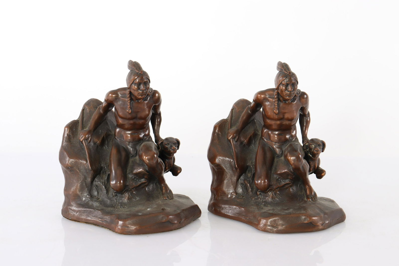 Jennings Bros - Pr Native American Metal Bookends (1 of 6)