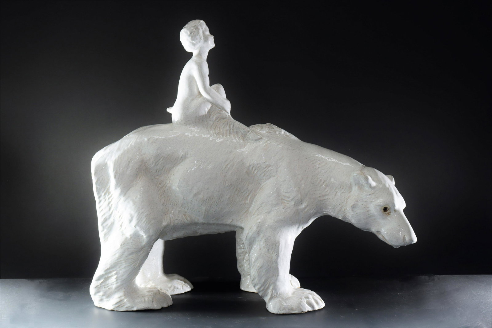 Bavent Pottery - Polar Bear: Bavent Pottery Polar Bear, impressed Bavent, Made in France. Dimensions: 21" H x 23.5" L Property from the collection of Seymour Stein.