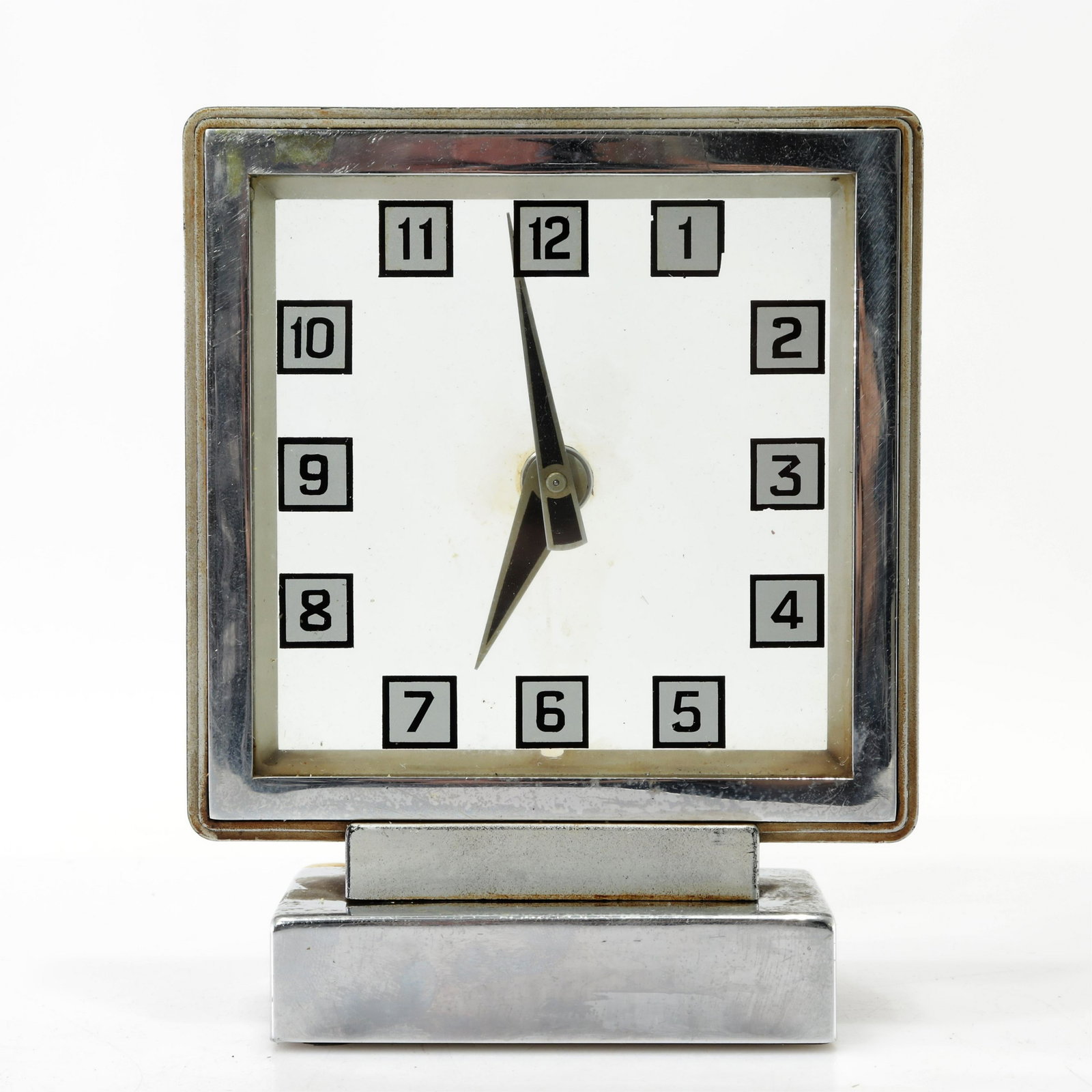 Smiths Art Deco Marquetry Clock, c 1930: Smiths Art Deco Marquetry Clock, circa 1930, labeled Dimensions: 8" H x 6.25" W Property from the collection of Seymour Stein.
