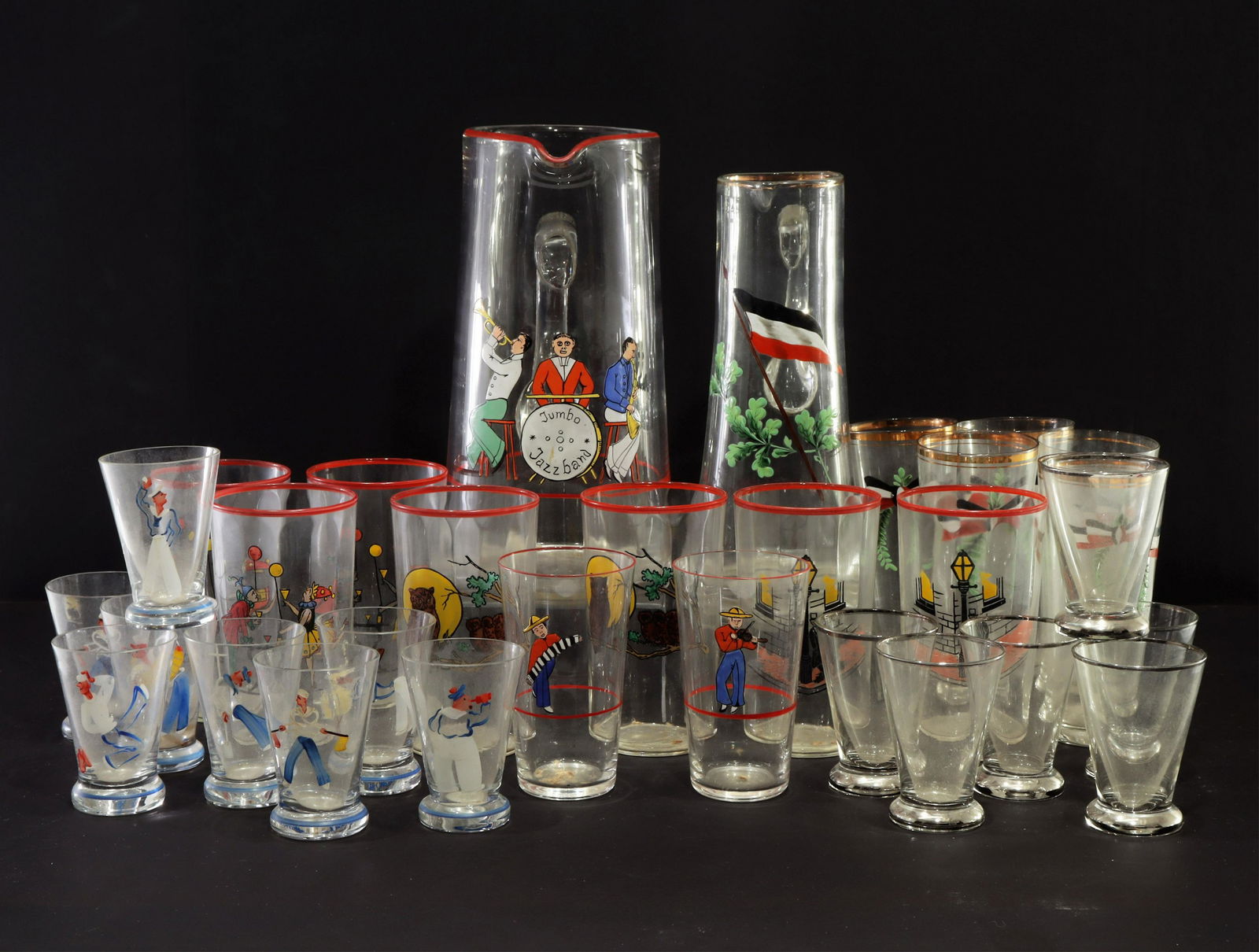 Art Deco Enameled Glass Cocktail Sets (1 of 8)