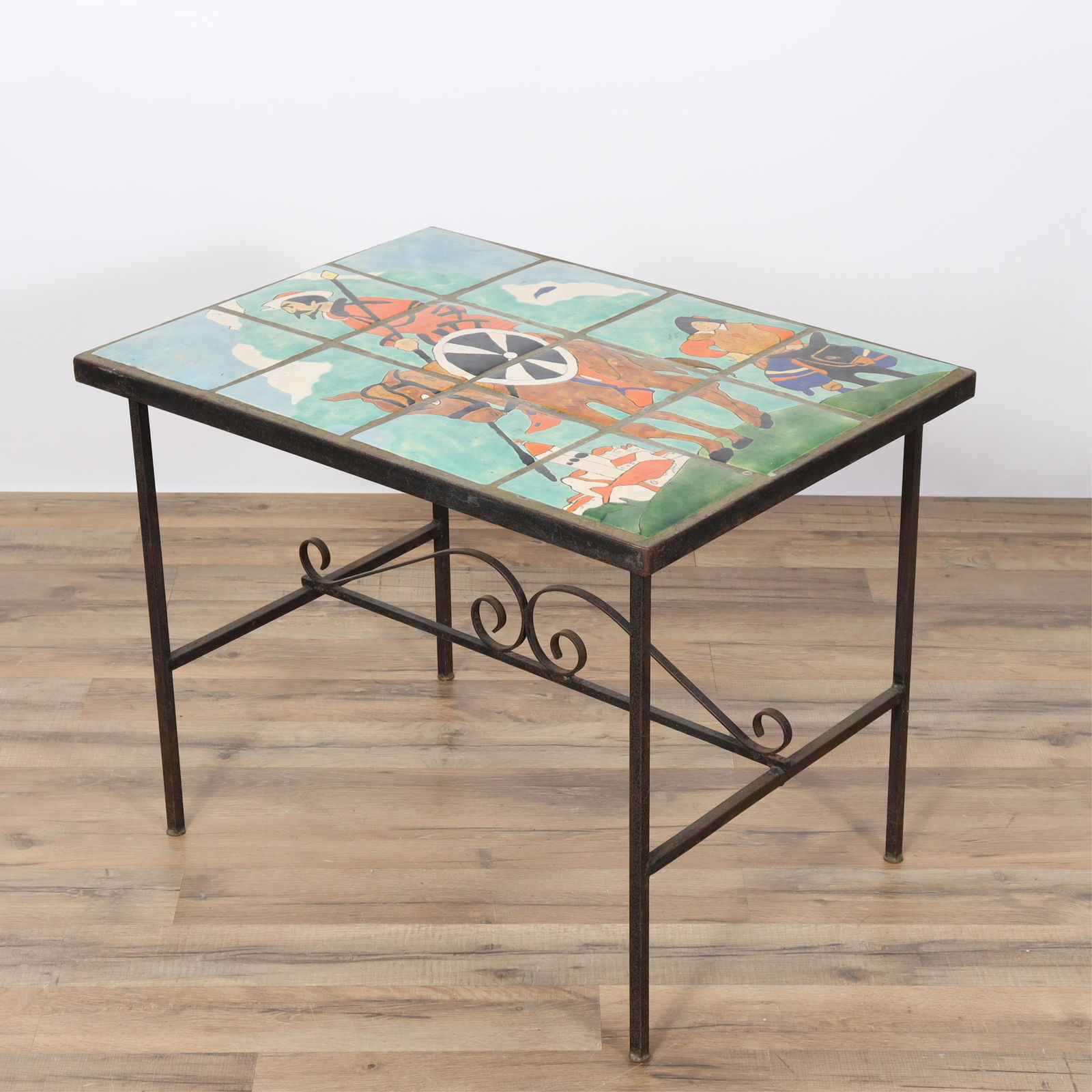 Baroque Style Tile Top Iron Side Table (1 of 5)
