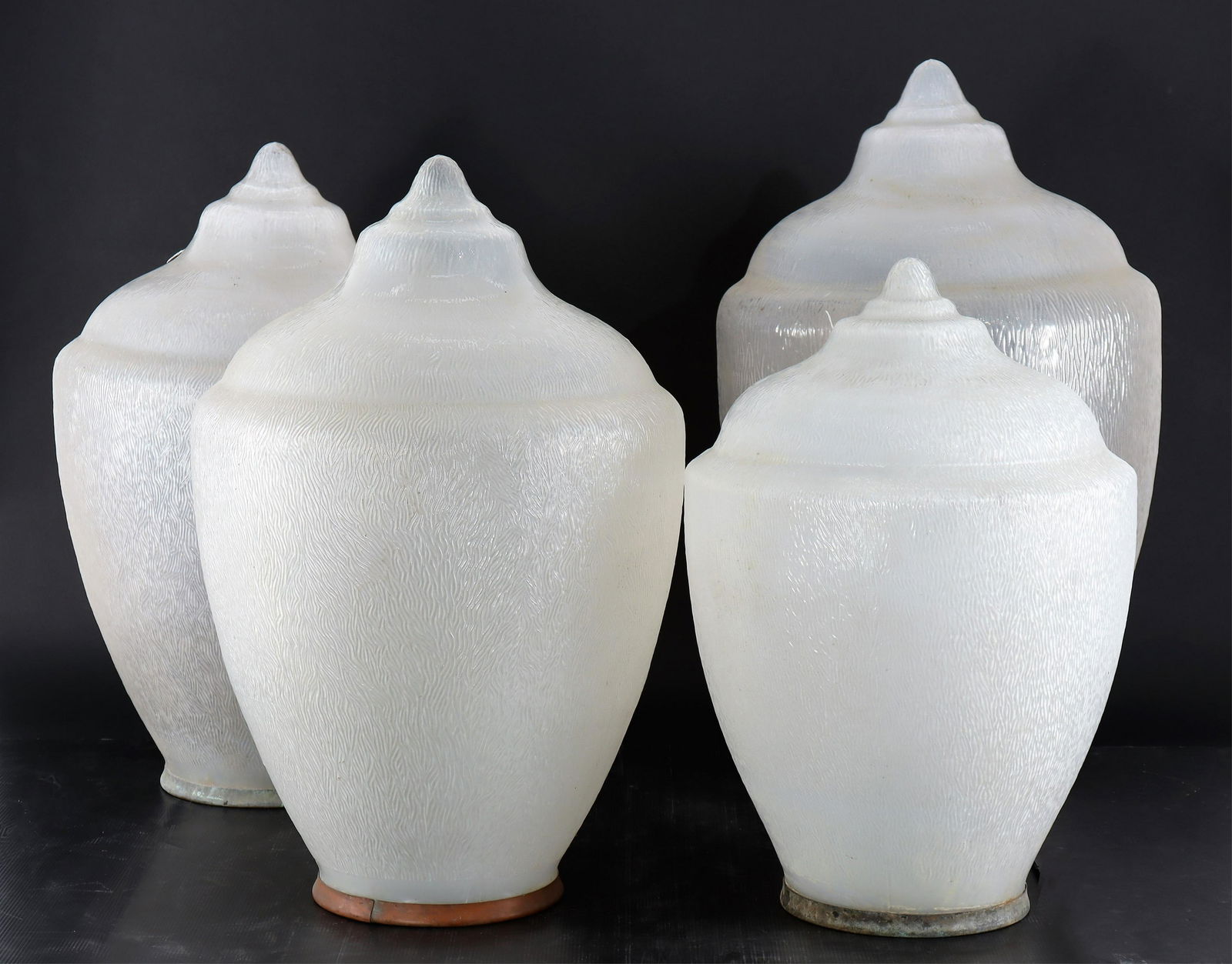 4 Large Textured Glass Lantern Shades, 19/20th C. (1 of 3)