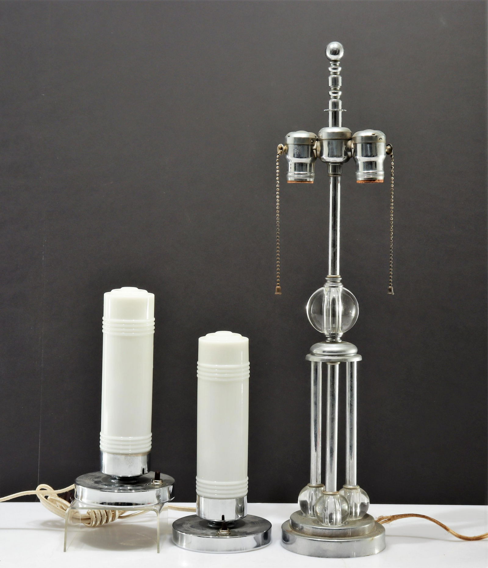 Art Deco Chrome & Glass Lamps, c 1930 (1 of 4)