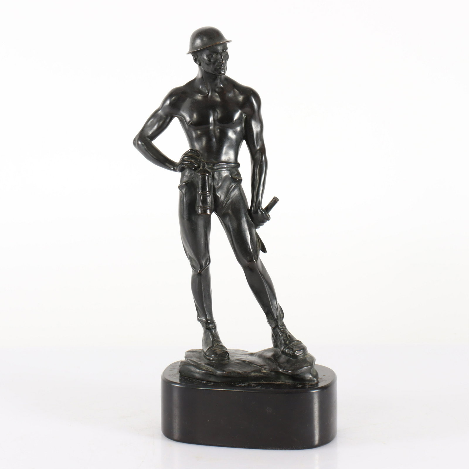 Bronze Figure of a Miner, E 20th C.: Bronze Figure of a Miner, Early 20th C., unmarked Dimensions: 15.5" H Property from the collection of Seymour Stein.
