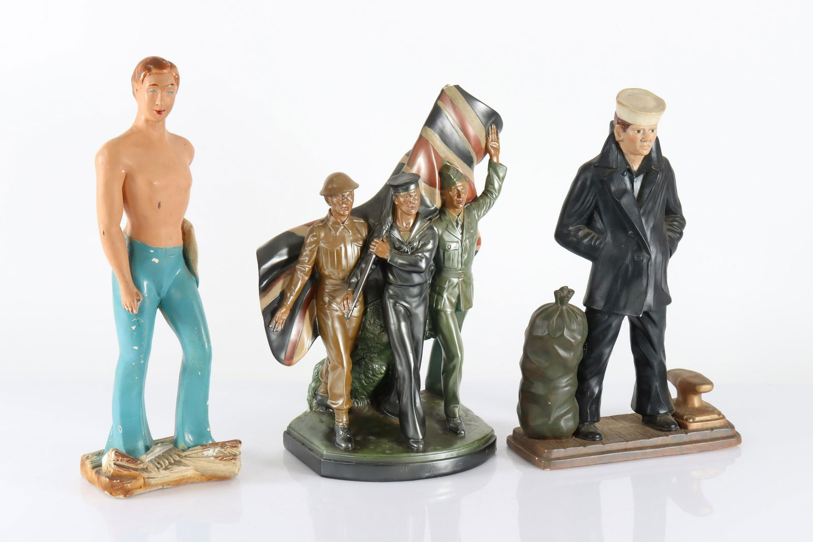 3 Pottery Figures of Men, Mid 20th C. (1 of 11)