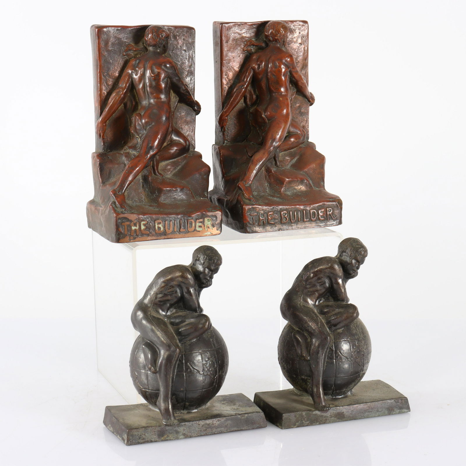Two Pair Bronze Clad & Metal Bookends (1 of 7)