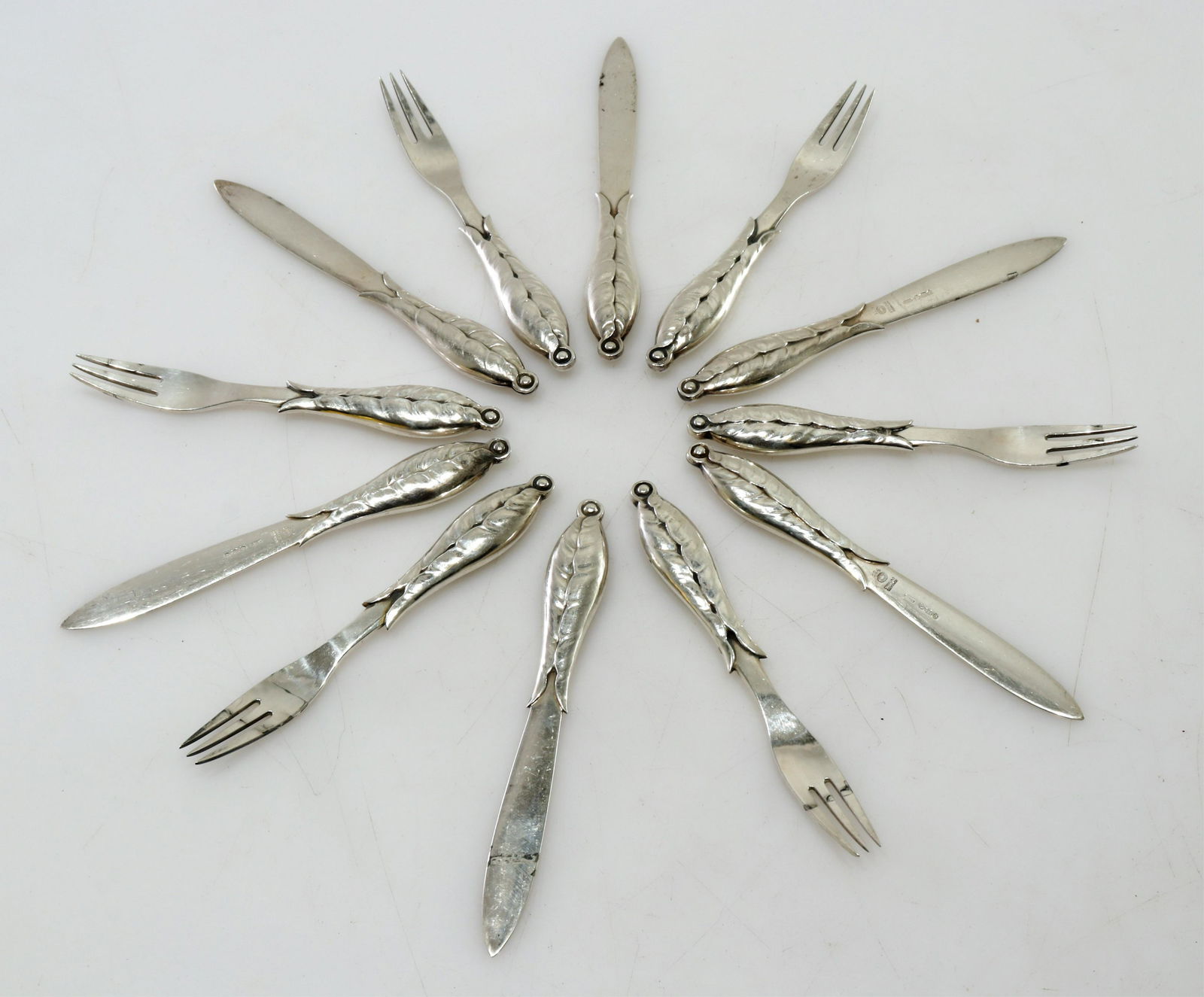 Rare Georg Jensen Cocktail Fork & Knife Set (1 of 5)