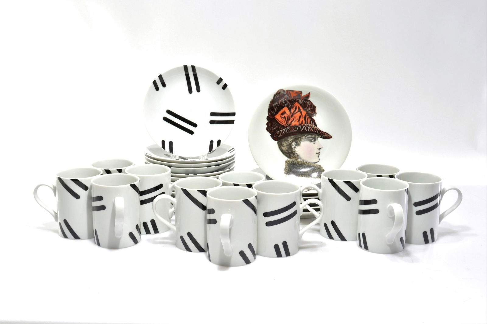 "Ladies" (France) Plates; R.Venturi "Dashes" Set (1 of 8)