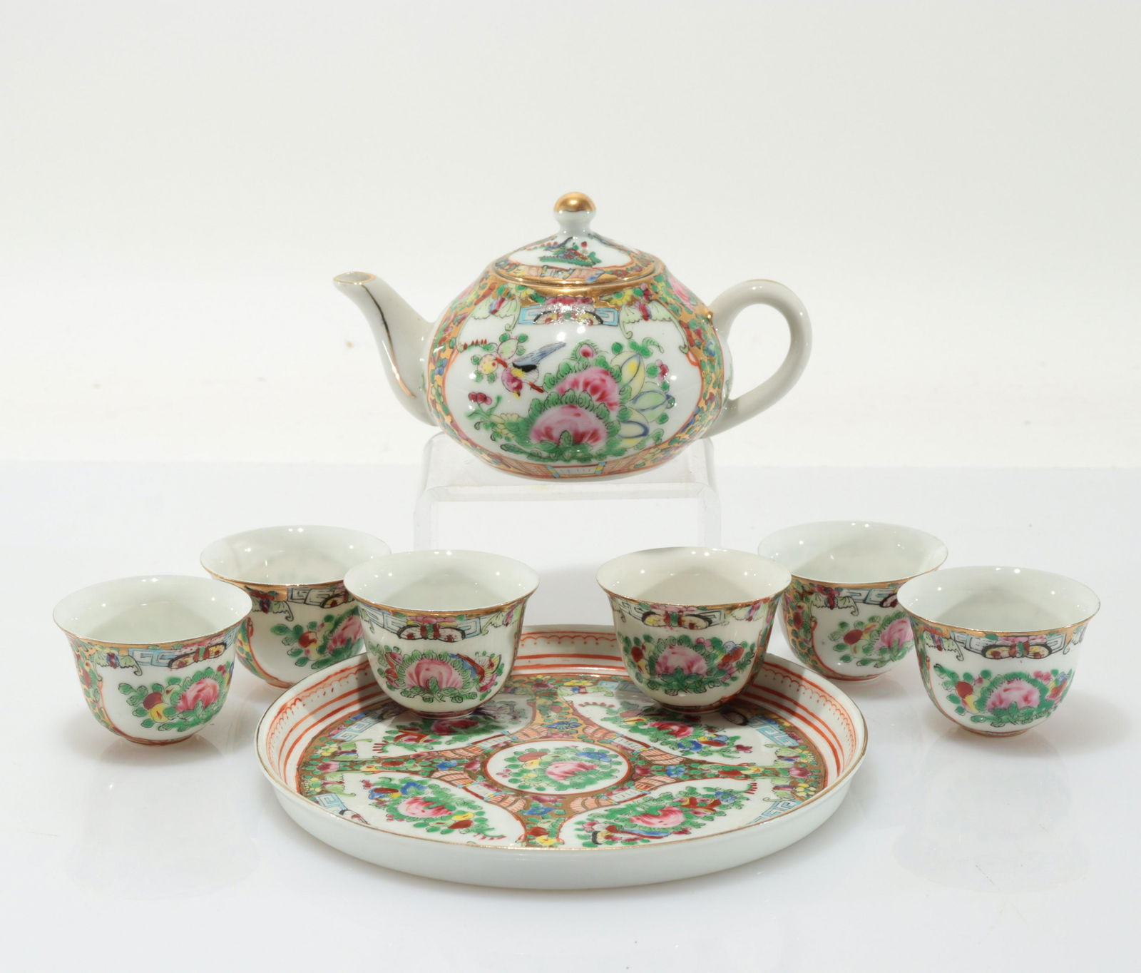 Chinese Export Rose Medallion Miniature Tea Set (1 of 5)