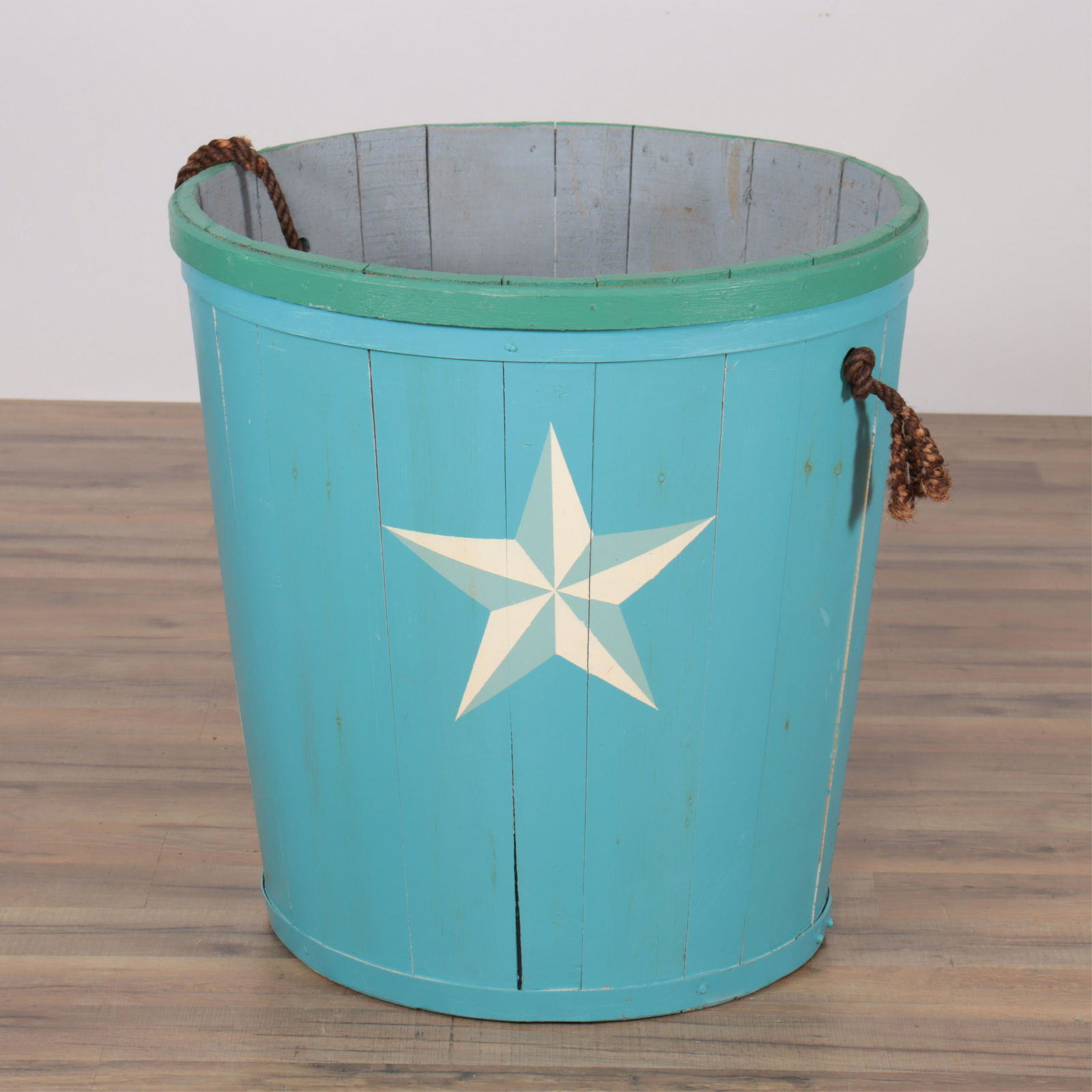 Country Green & Blue Painted Pine Jardiniere (1 of 4)