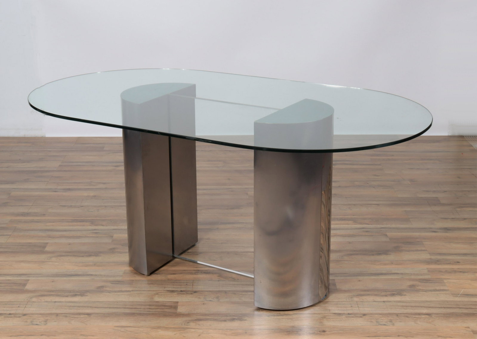 Pace - Oval Dining Table, c.1970: Pace Oval Dining Table, circa 1970, brushed and polished metal and lucite Dimensions: 30" H x 38" W x 66" L From a Kent Connecticut Collector