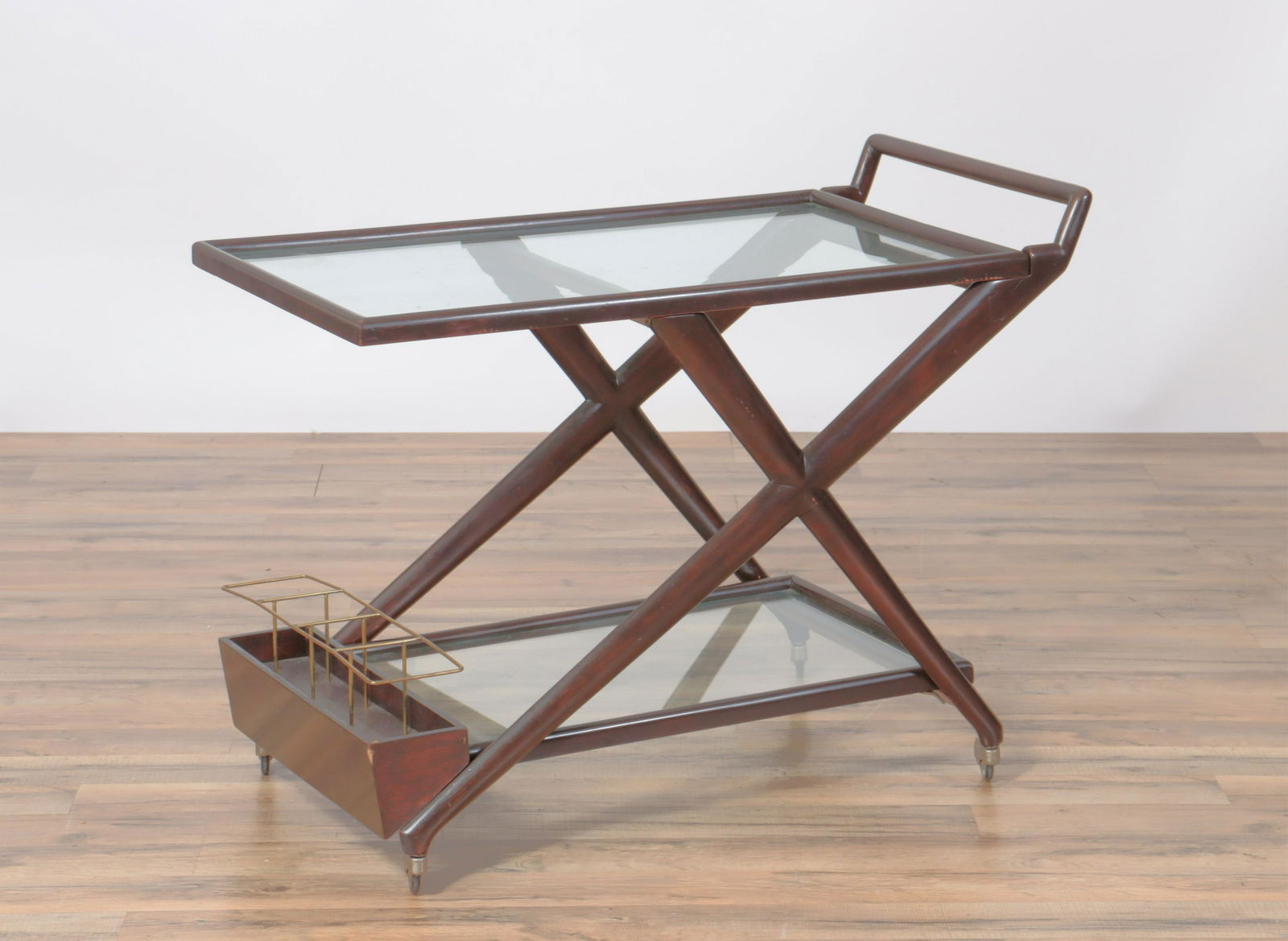 Modernist Italian Wood and Glass Bar Cart (1 of 9)