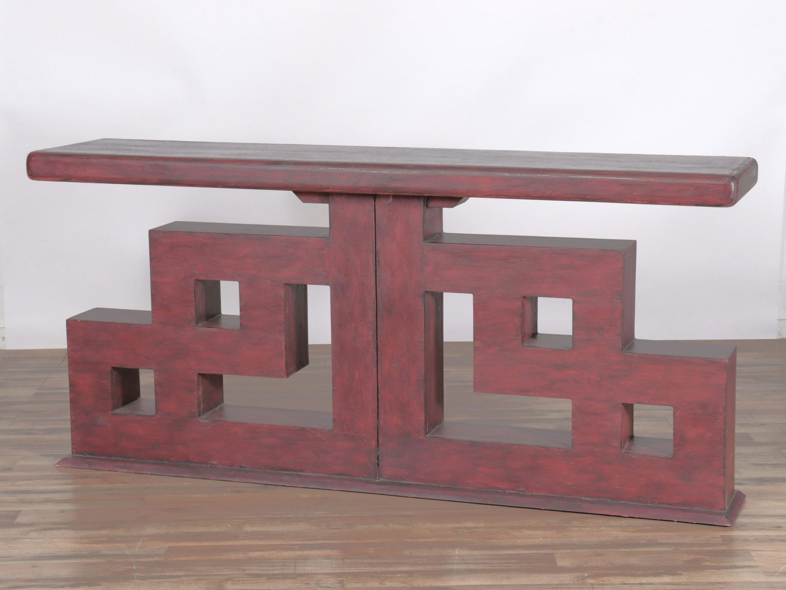 Modern Stepped Base Painted Wood Console (1 of 6)
