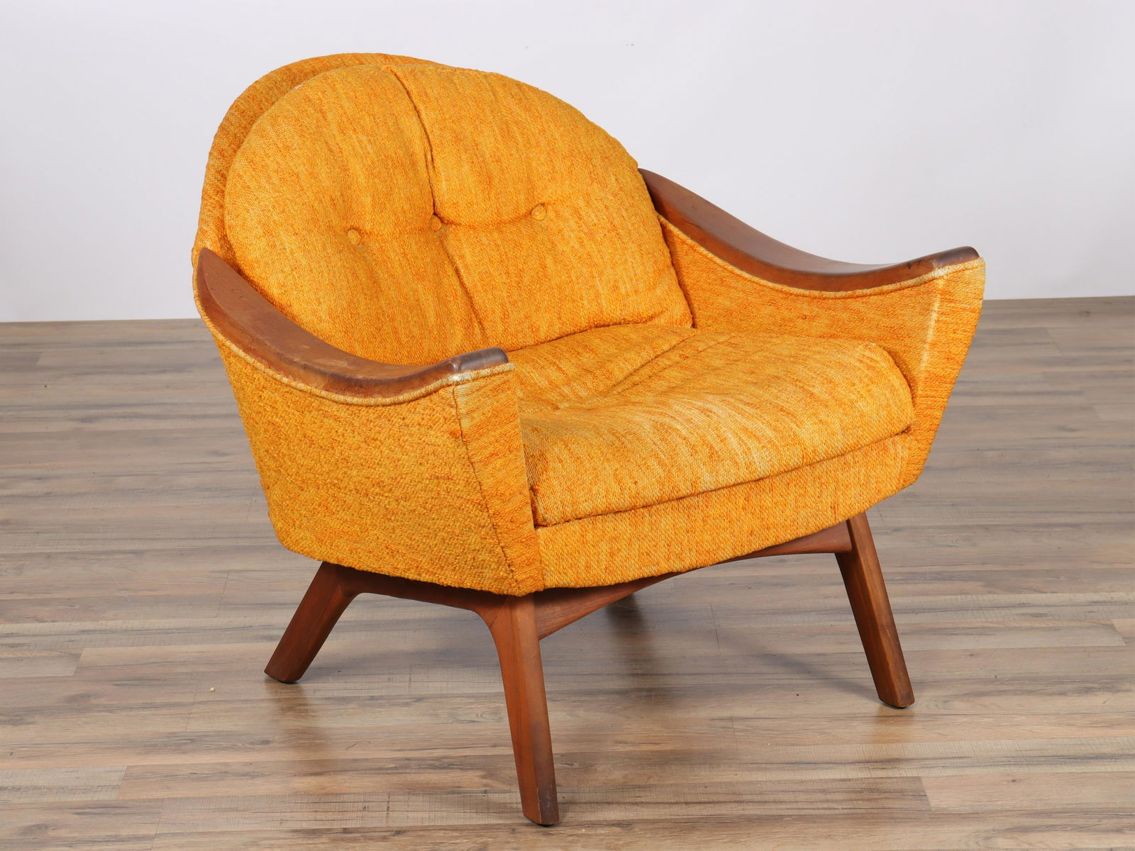 Adrian Pearsall Lounge Chair Craft Associates: Adrian Pearsall upholstered and wood lounge chair by Craft Associates, all original, burnt orange color fabric, markedDimensions: 28"H x 31"W x 30"DFrom a West Hartford Connecticut Collector