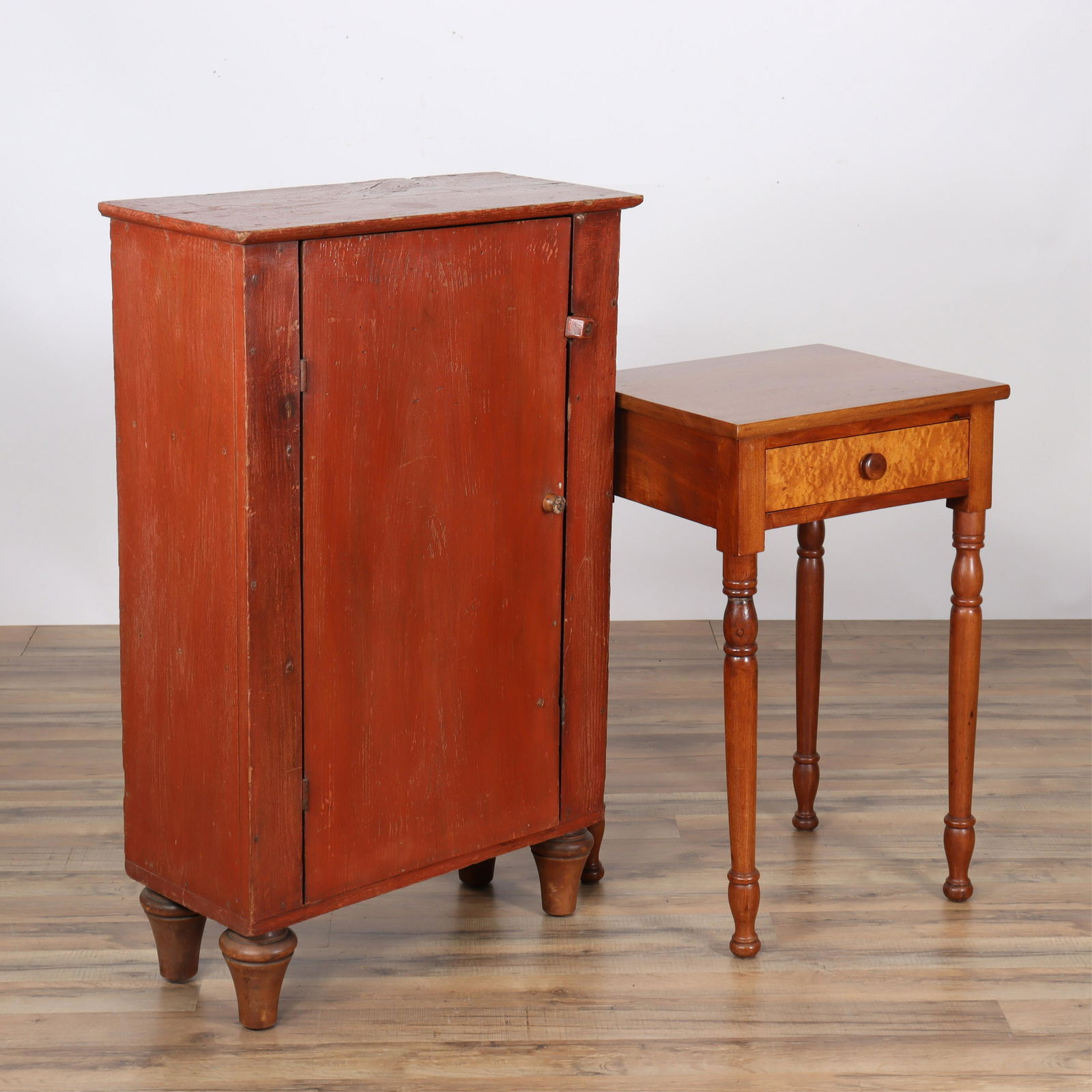 19C One Door Painted Cabinet;One Drawer Side Stand (1 of 8)