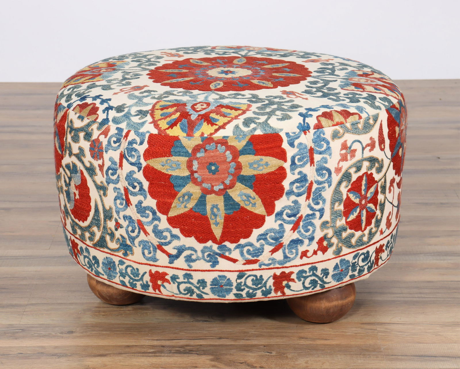 Turkish Style Upholstered Pine Ottoman (1 of 4)
