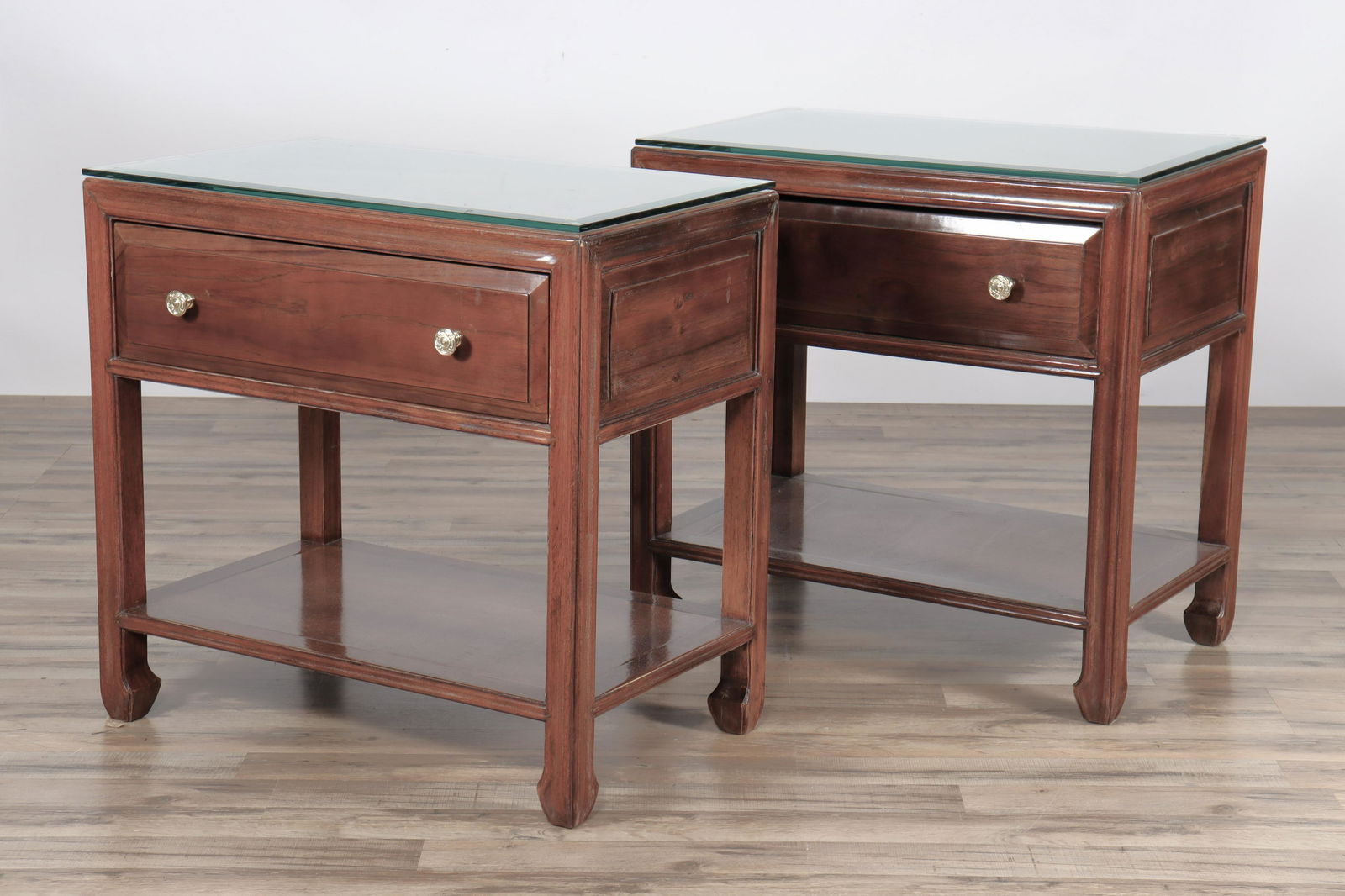 Pair Chinese Style Mahogany End Tables (1 of 6)