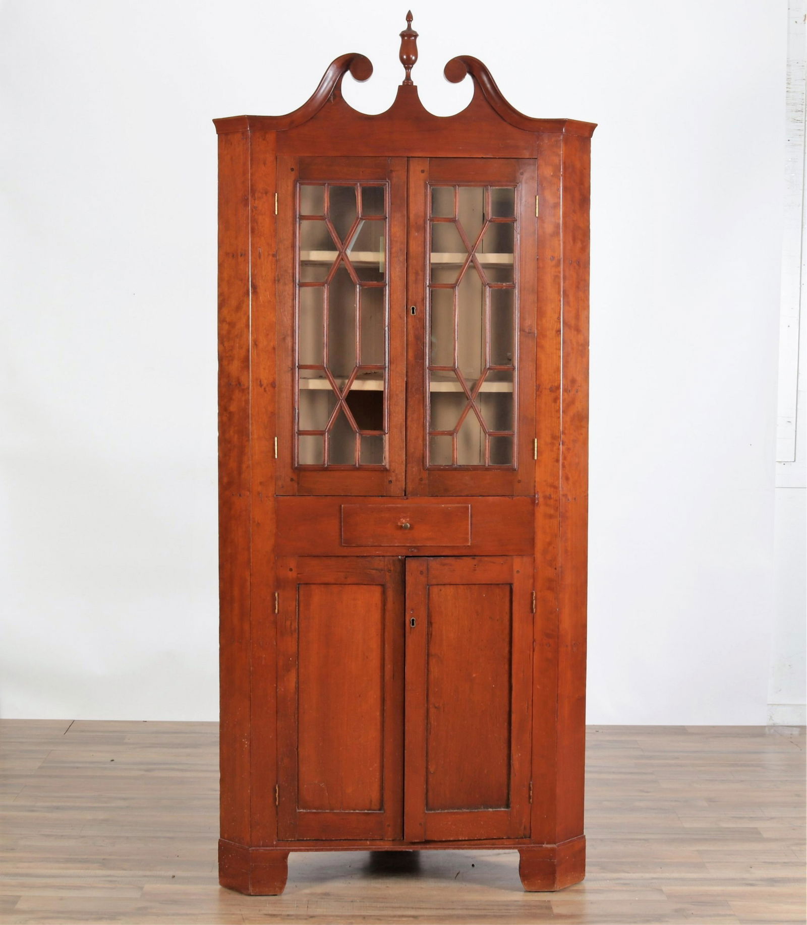 Chippendale Style Cherry Corner Cupboard (1 of 5)