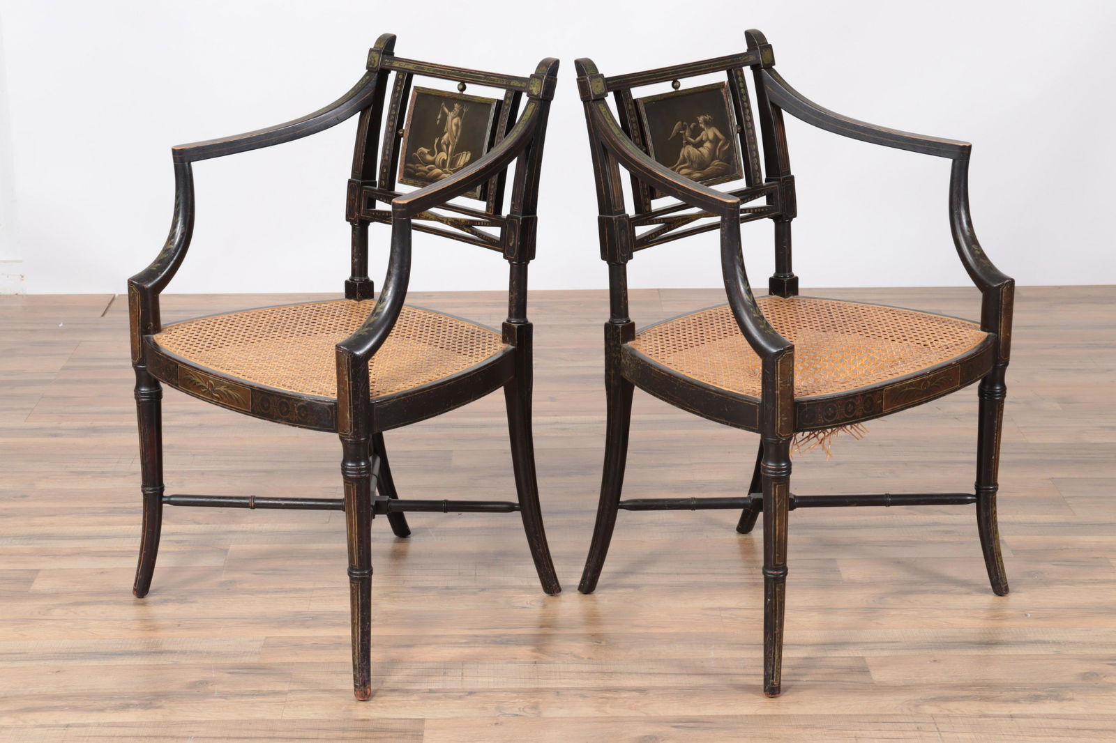 Pair of Regency Style Paint Decorated Armchairs (1 of 10)