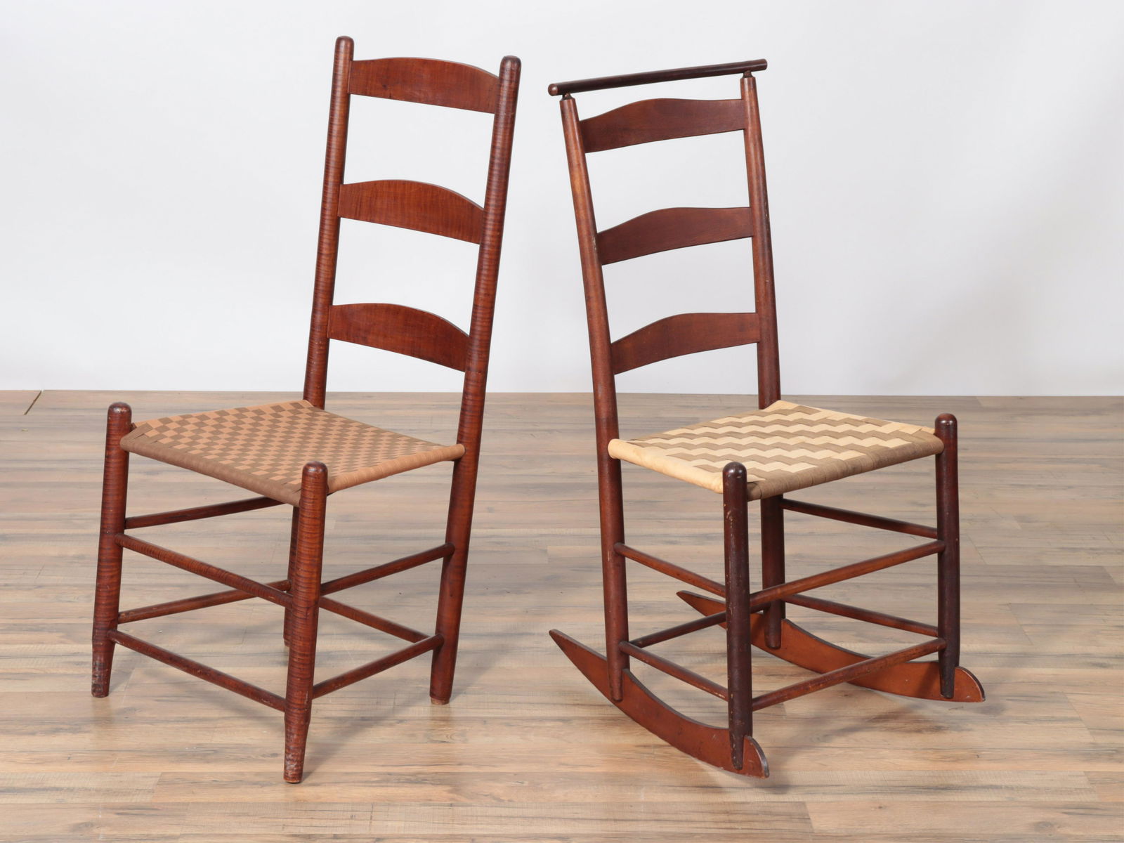 19th C. Shaker Rocking and Faux Grained Side Chair (1 of 5)