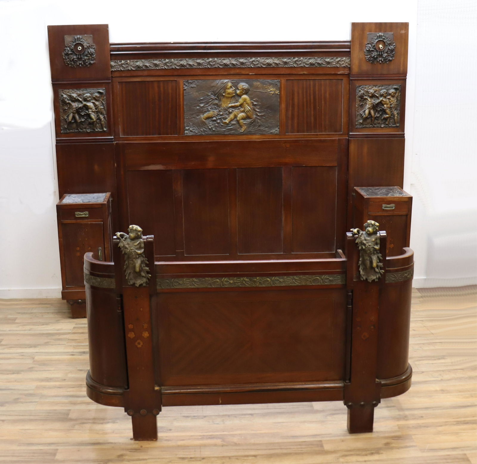 Louis XVI Style Ormolu Mounted Mahogany Bed, c1930 (1 of 9)