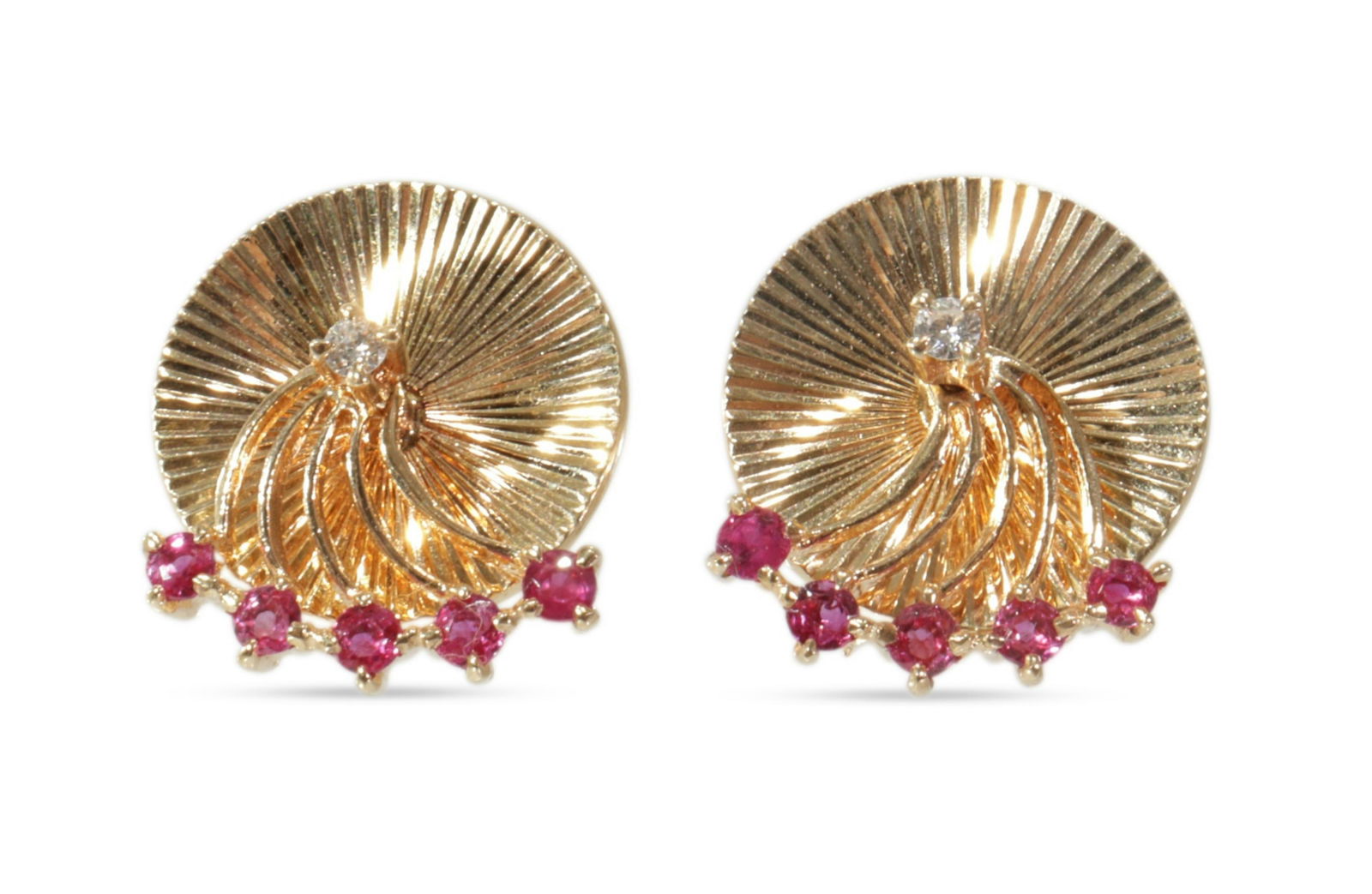 Pair of Circular Ruby & Diamond Earrings (1 of 4)