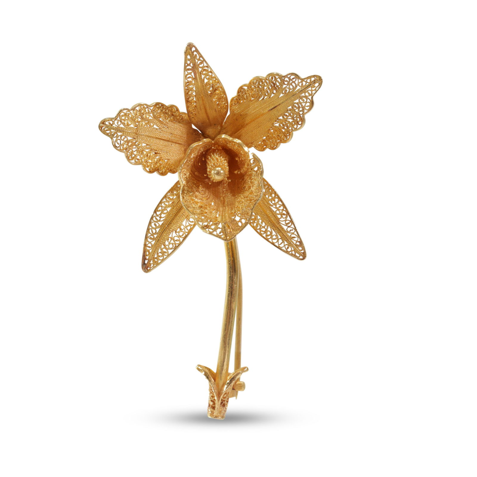 Antique 18K Daffodil Brooch (1 of 4)