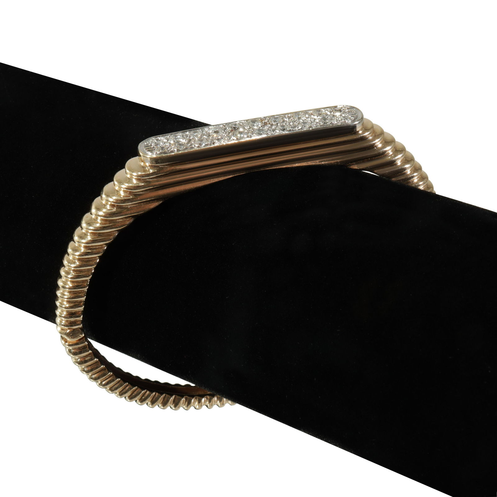 Modern Diamond 14K Gold Bangle (1 of 5)