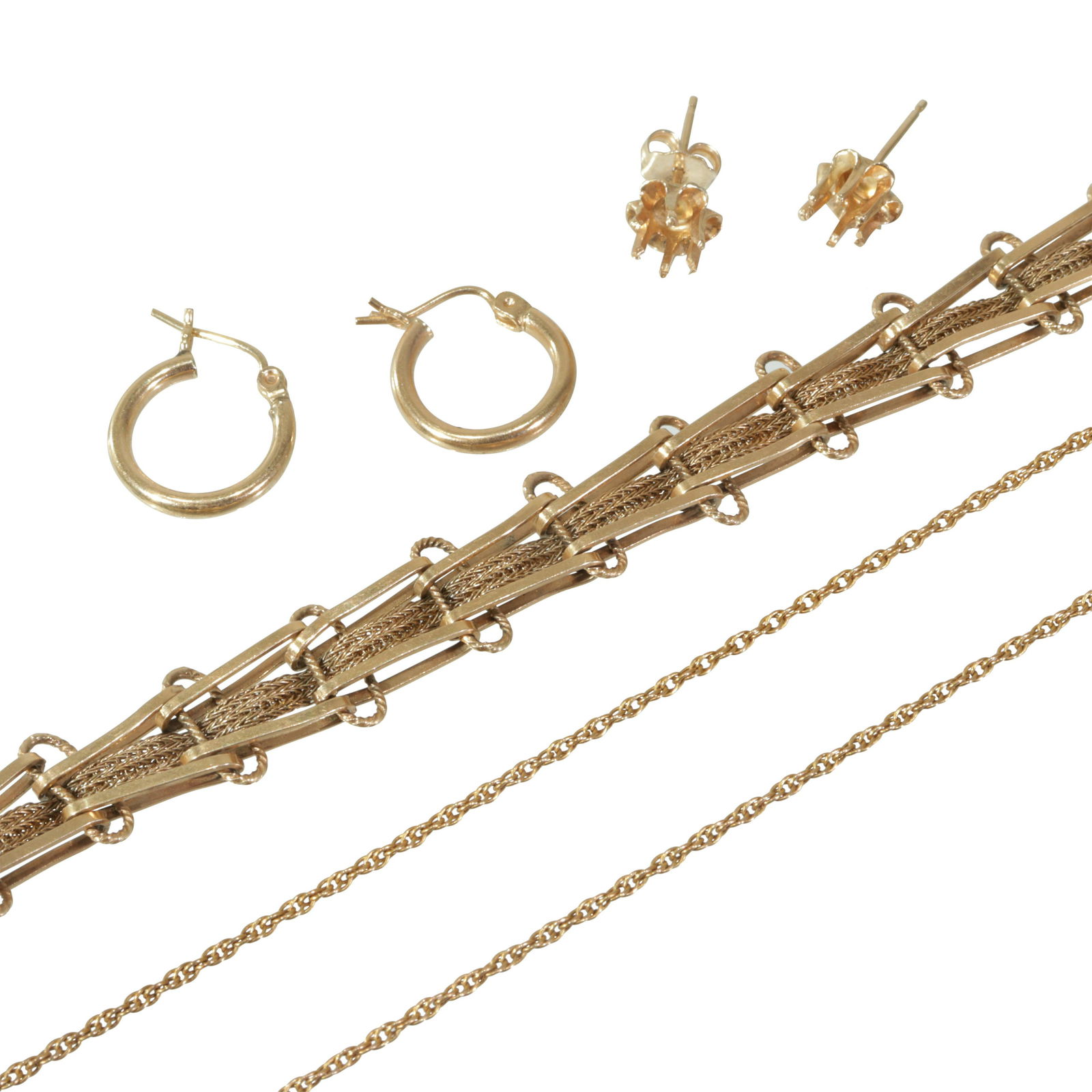 14K Yellow Gold Bracelet, Necklace & Earrings (1 of 5)