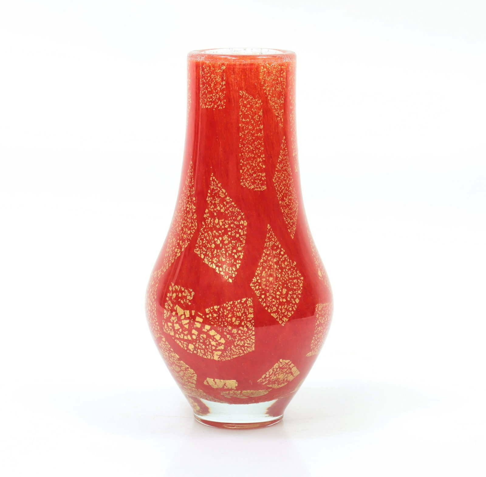 Barovier (attributed) - Velato Red Glass Vase: Barovier (attributed) - Velato Red Glass Vase, Mid 20th C. Dimensions: 11"H