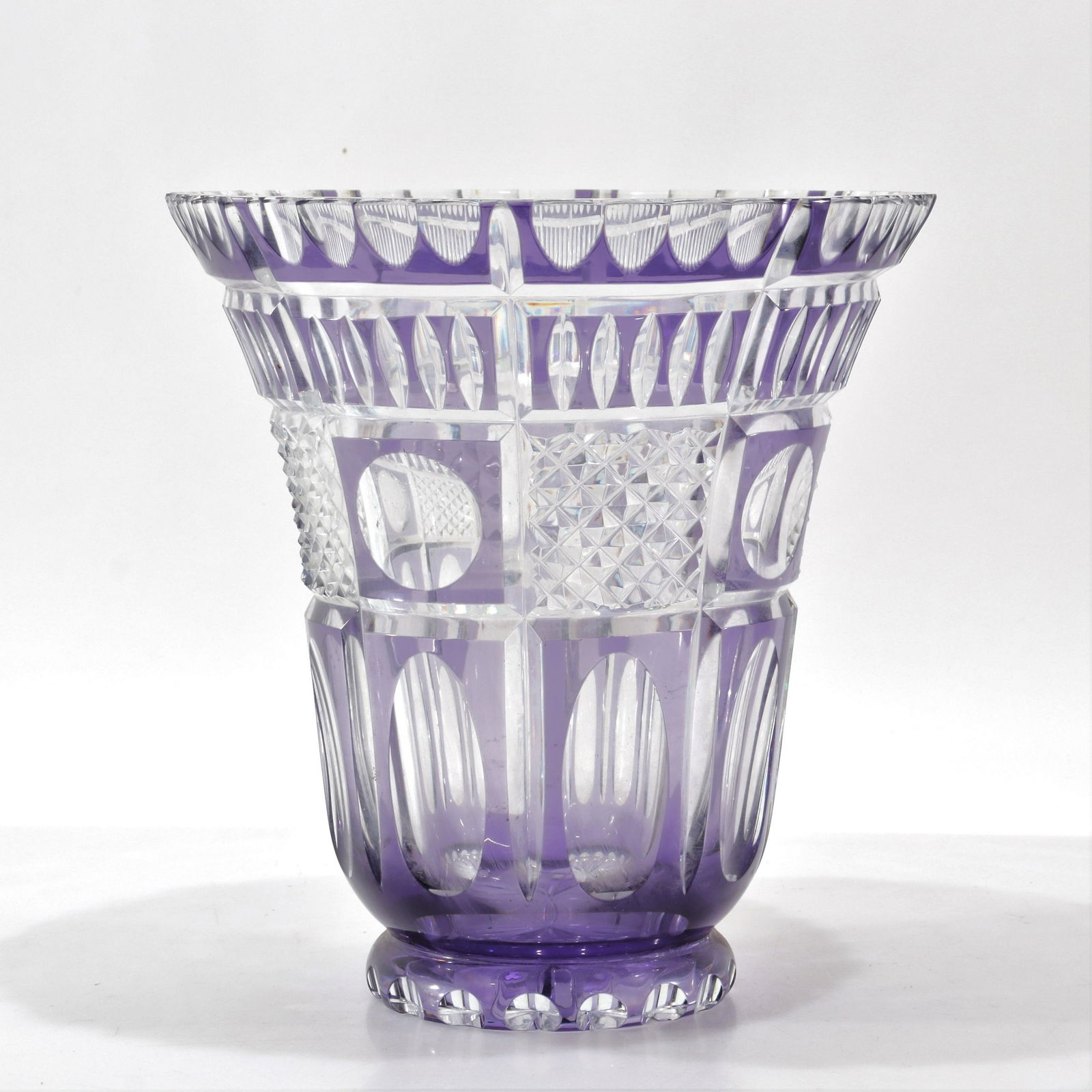 Bohemian Etched Purple to Clear Glass Vase (1 of 6)