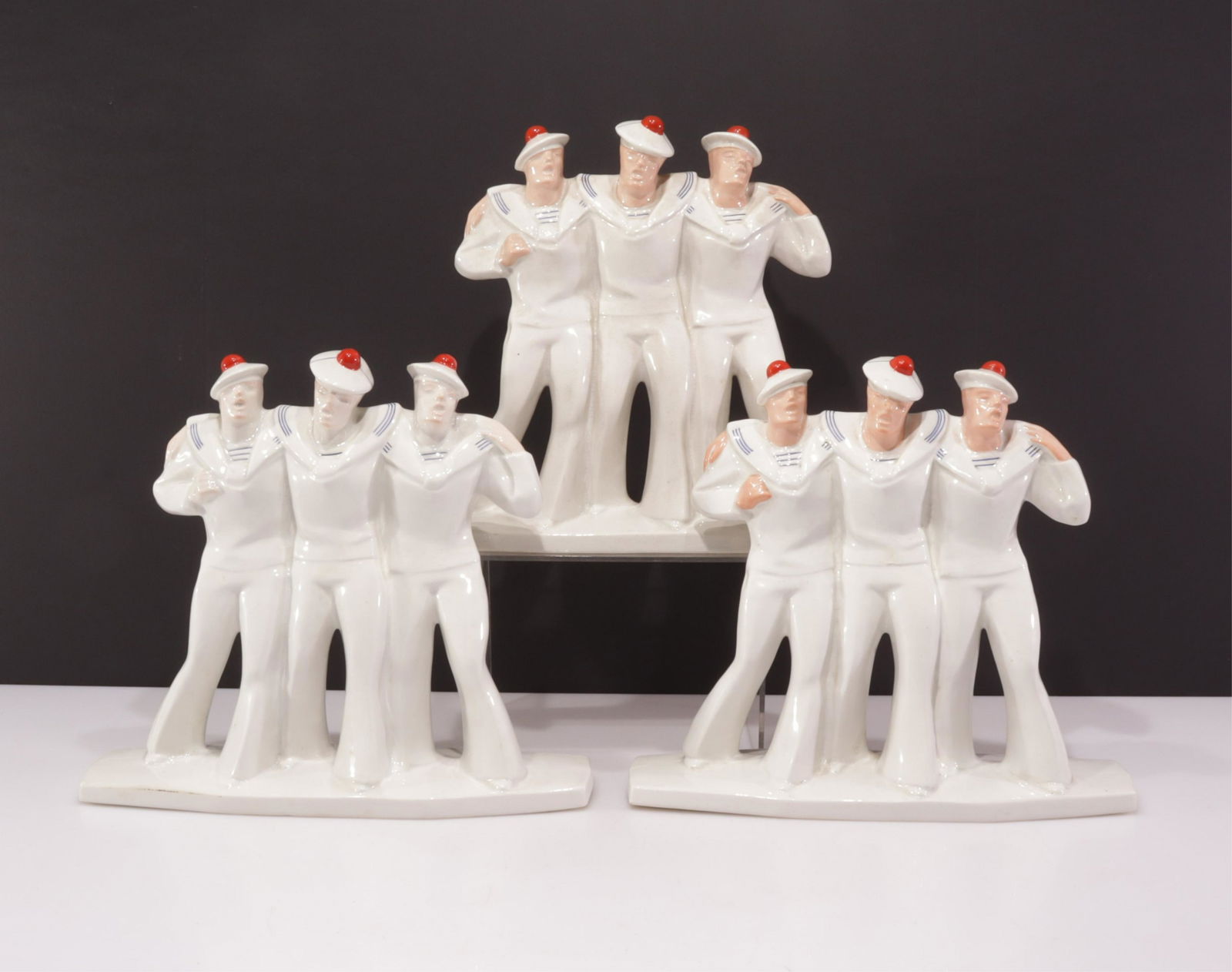 Robj - 3 French Pottery Figural Groups (1 of 7)