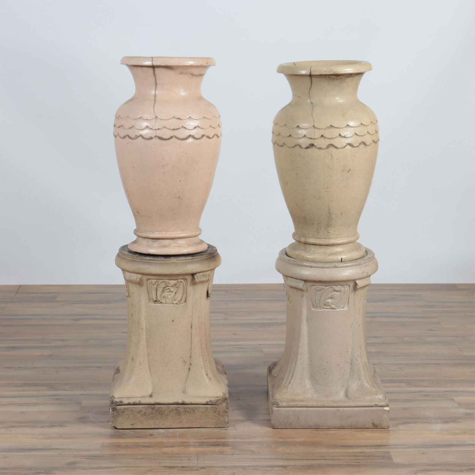 Pair of Art Deco Stoneware Vases on Stands (1 of 8)