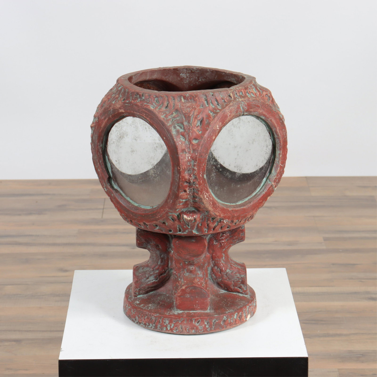Rusticated Pottery Terrarium: Rusticated Pottery Terrarium Dimensions: 15.75" H Property from the personal collection of Seymour Stein.