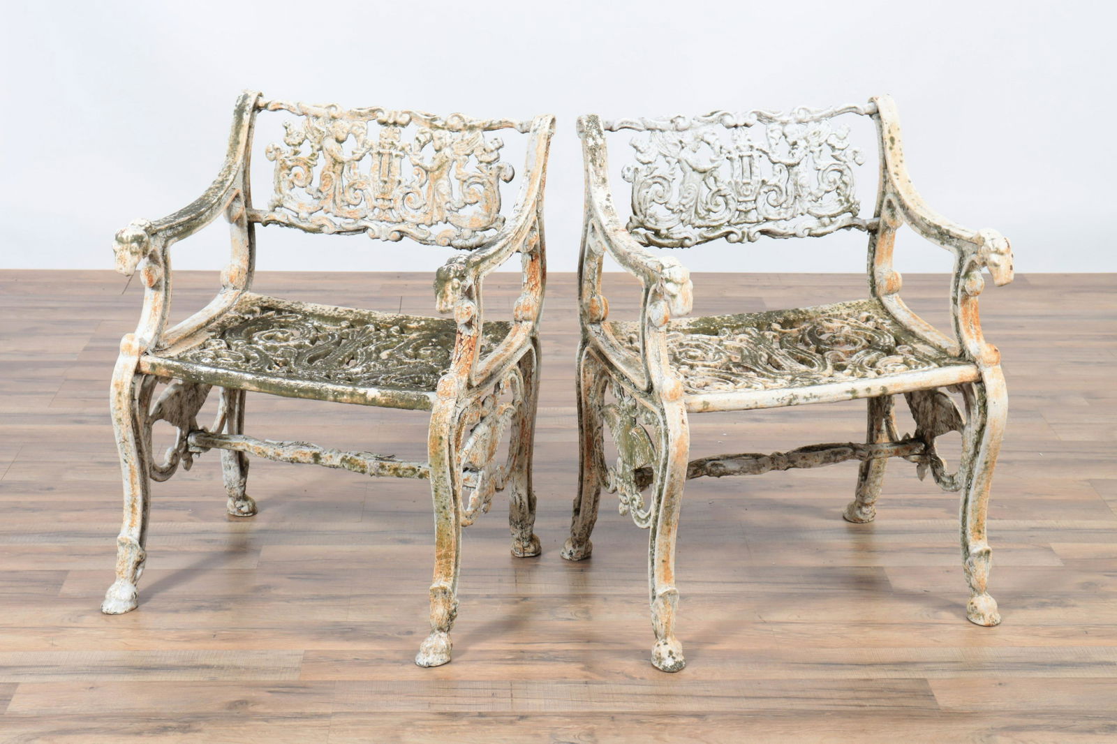 Pair Classical Style Cast Iron Armchairs (1 of 8)