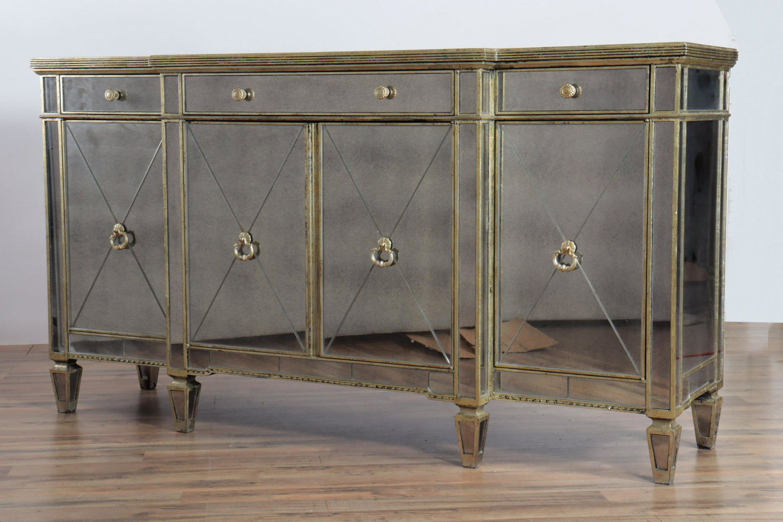 Classical Style Silvered & Mirrored Buffet: Classical Style Silvered & Mirrored Buffet Dimensions: 38" H x 70" W x 20" D