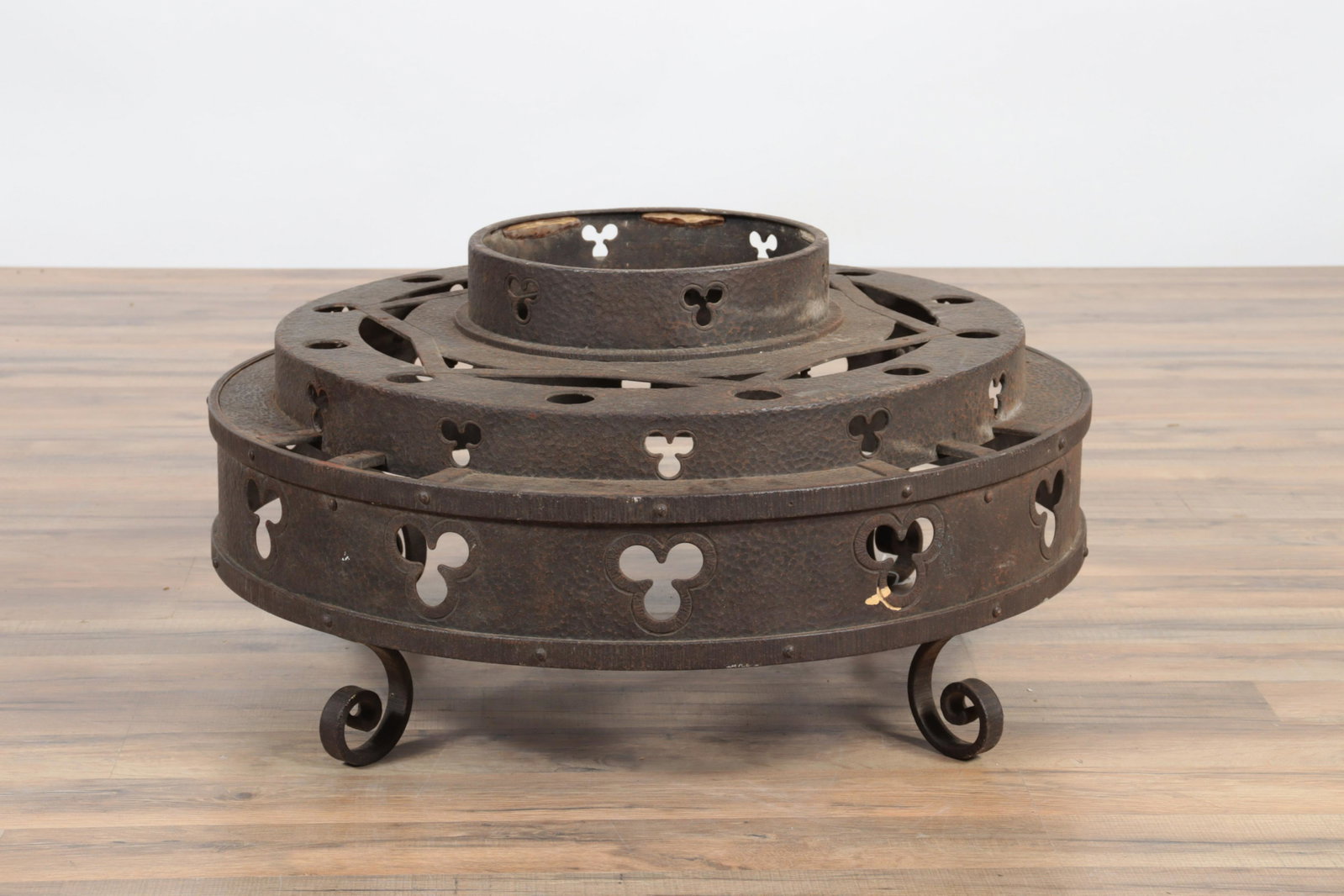 Art Deco Wrought Iron Chandelier: Art Deco Wrought Iron Chandelier Dimensions: 14" H x 26.75" Dia. Property from the personal collection of Seymour Stein.
