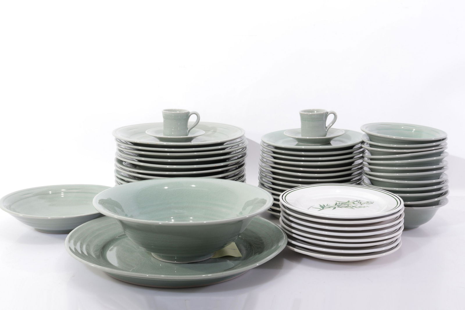 Modern Glazed Pottery Dinnerware In Sage Green (1 of 10)