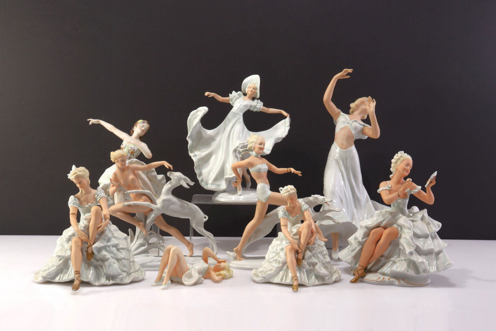 Nine Art Deco Styled German Porcelain Figurines (1 of 13)