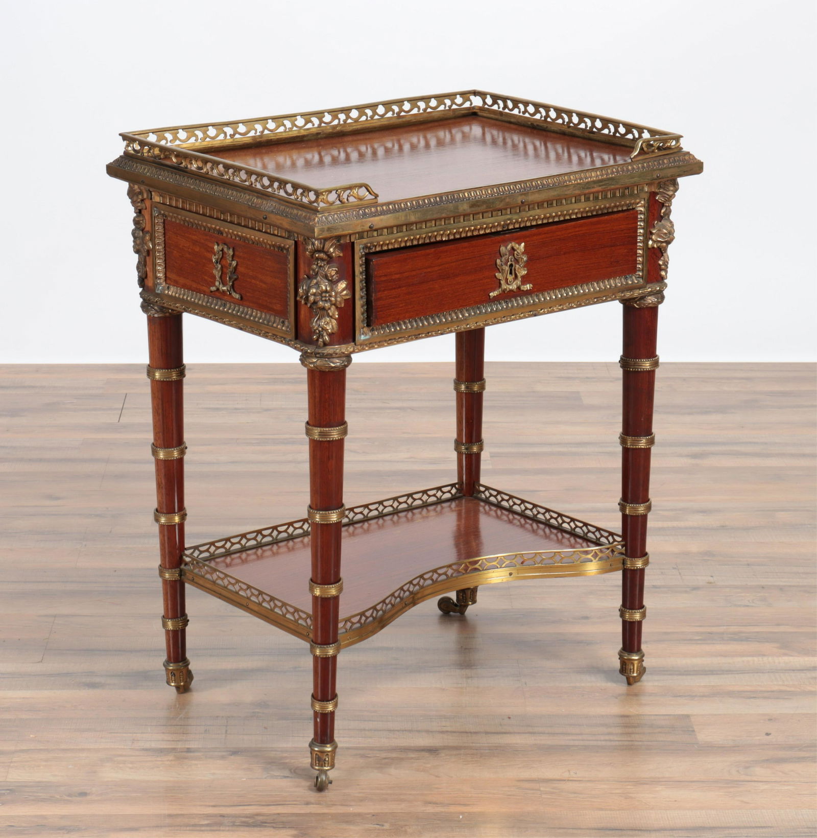 Louis XVI Style Brass Mounted Mahogany End Table (1 of 9)