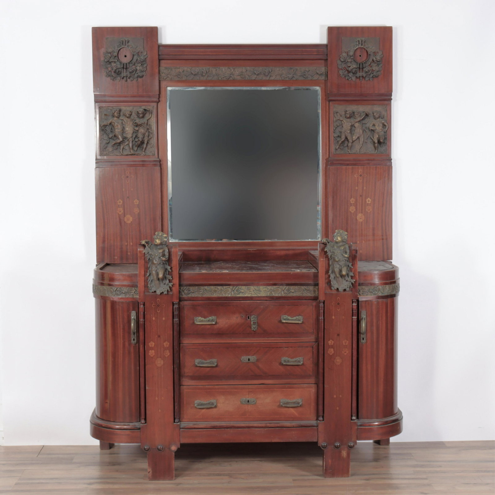 Louis XVI Style Ormolu Mtd Mahogany Dresser, c1930 (1 of 10)