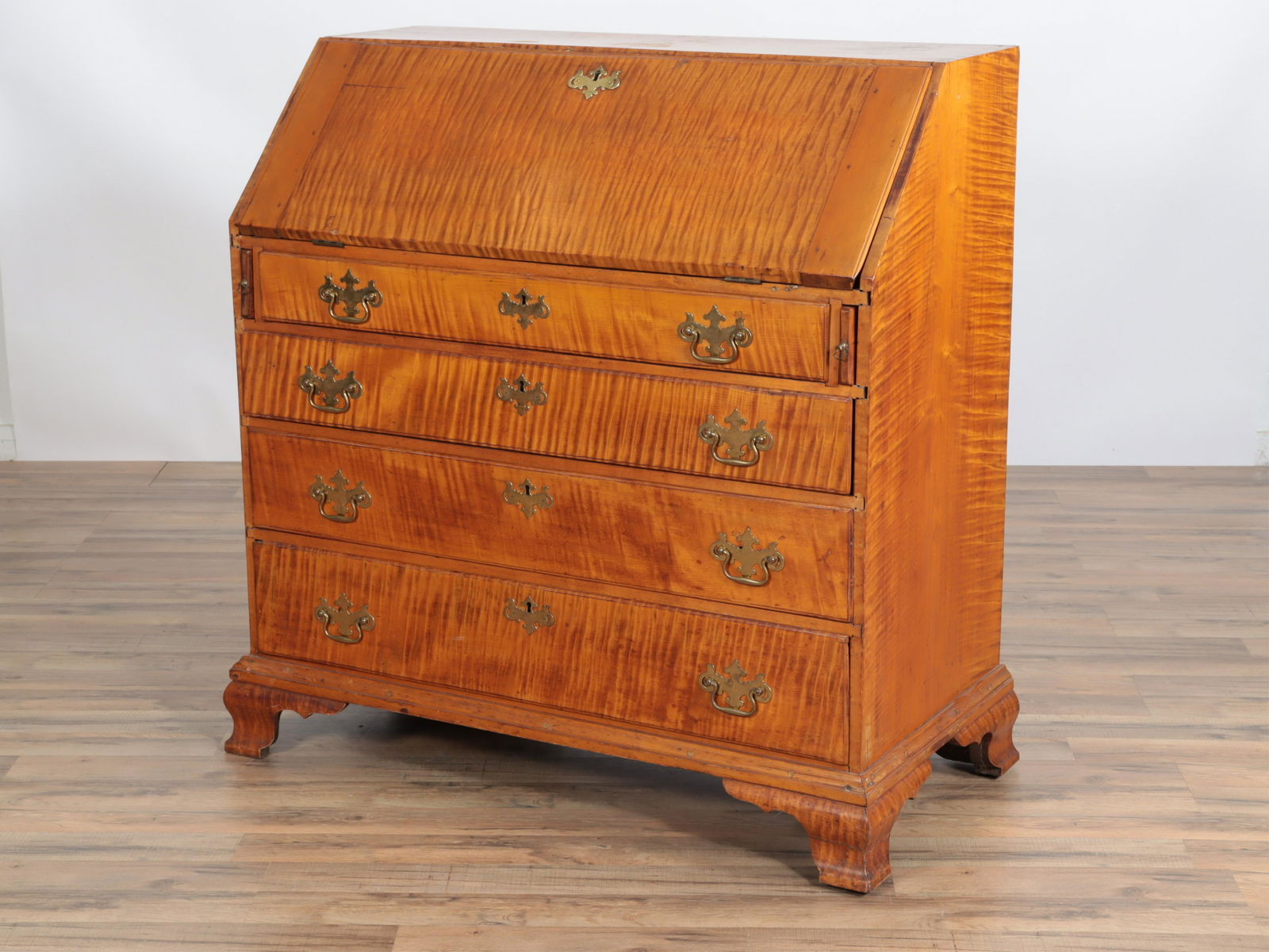 American Curly Maple Slant Front Desk, 18th C (1 of 9)