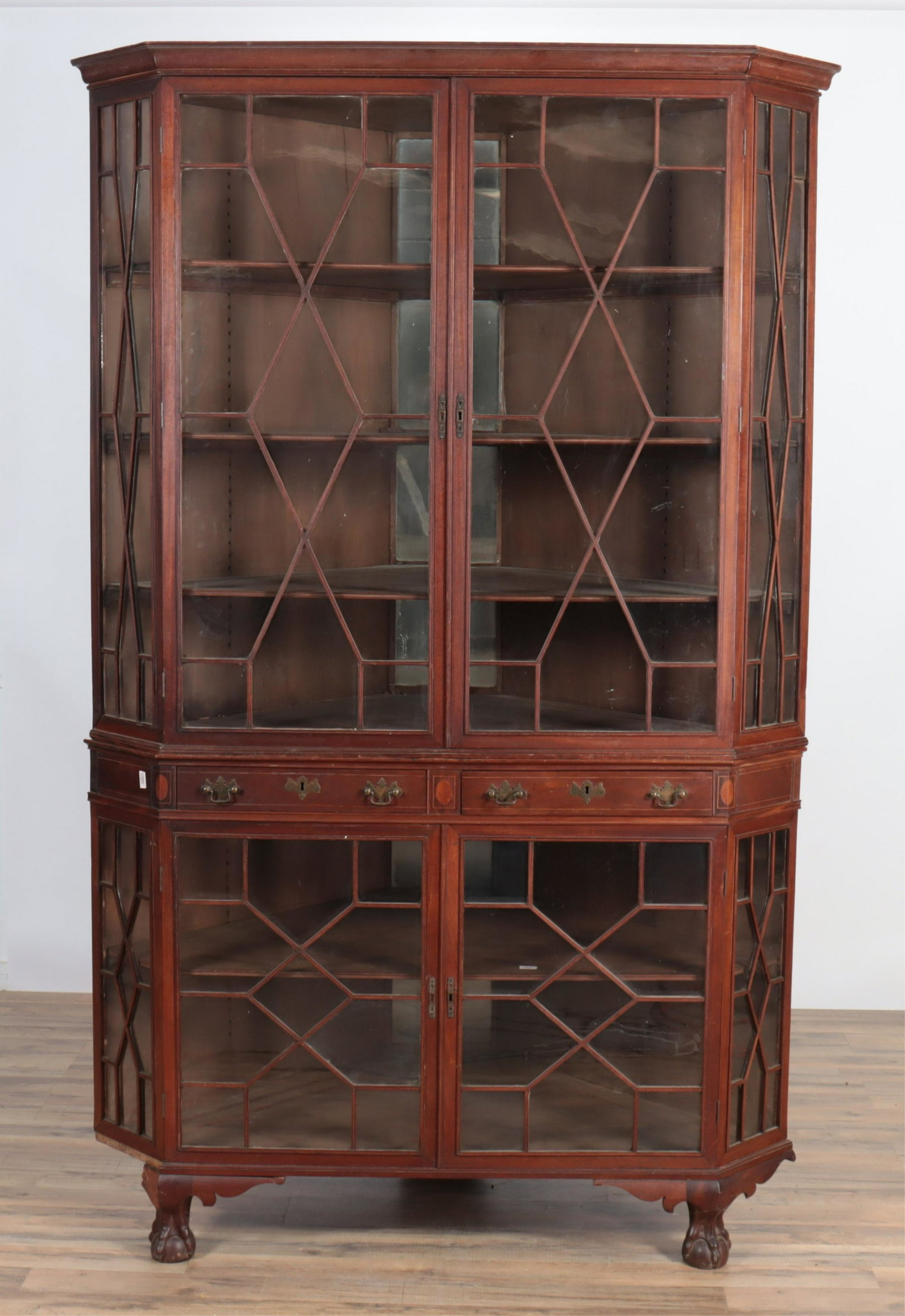 Chippendale Style Mahogany Cream Cabinet: Chippendale Style Mahogany Cream Cabinet, First Half 20th C. Dimensions: 89" H x 56" W x 29.5" D