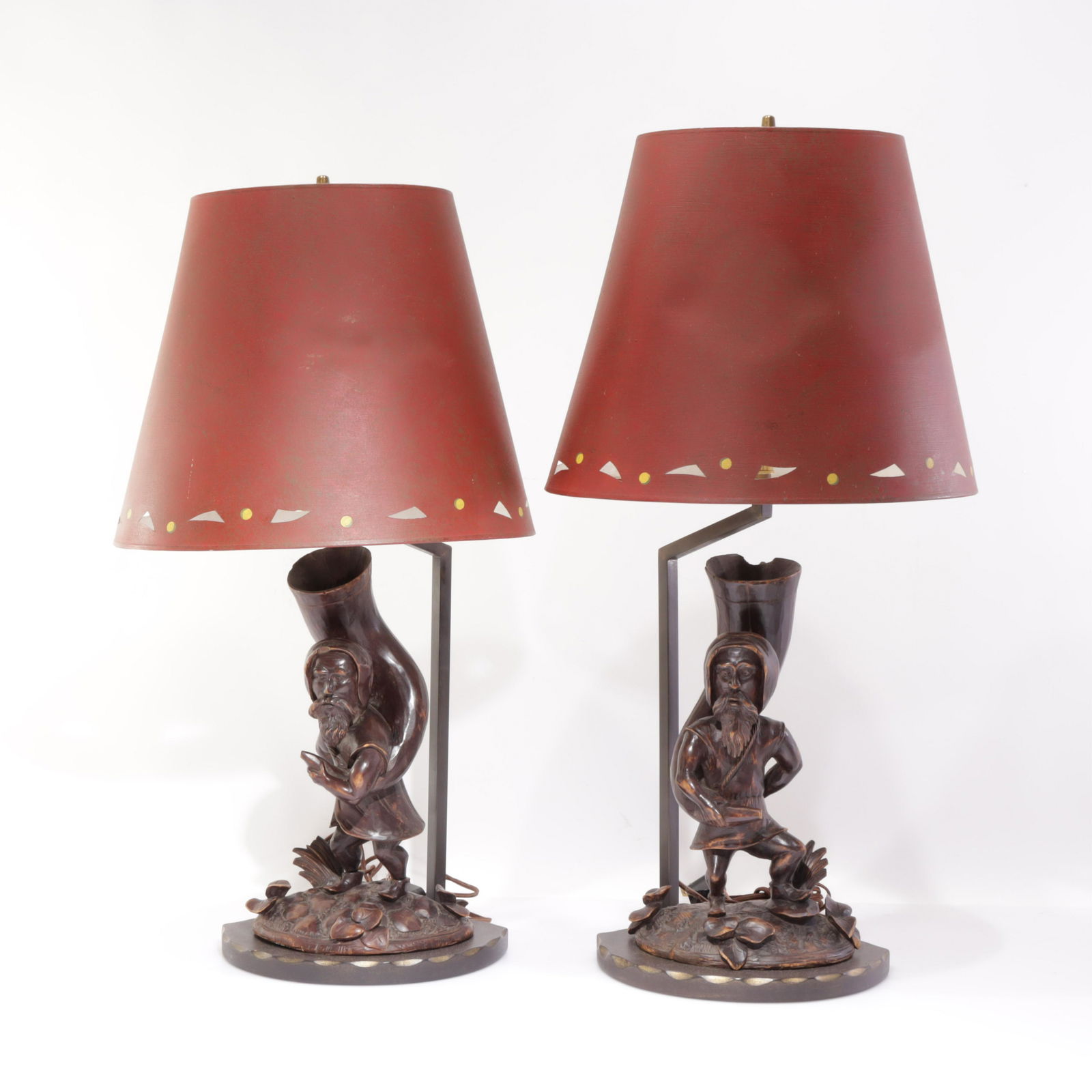 Pair of Figural Black Forest Style Lamps (1 of 4)