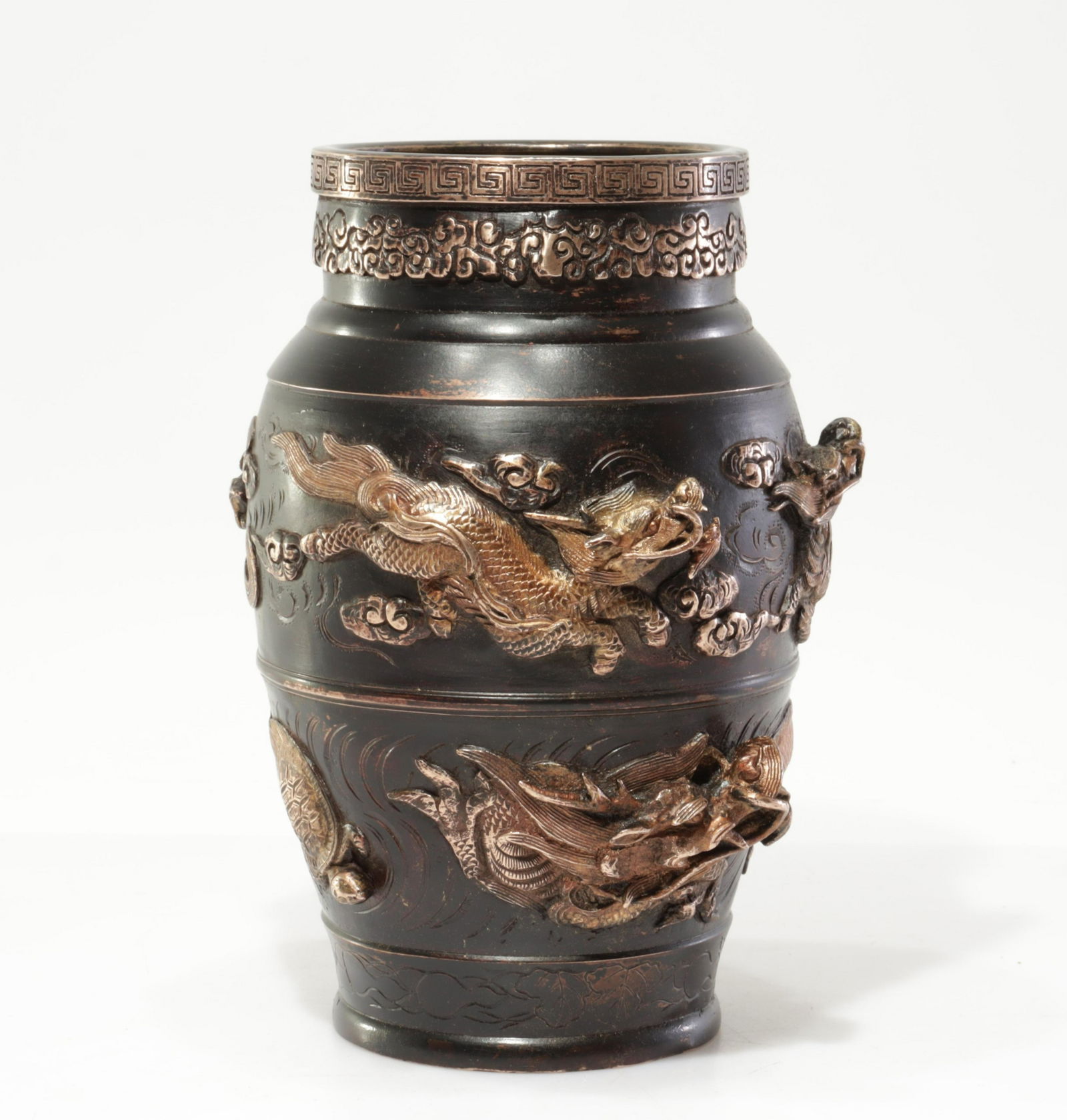 Japanese Metal Vase - 3 Flying Dragon (1 of 7)