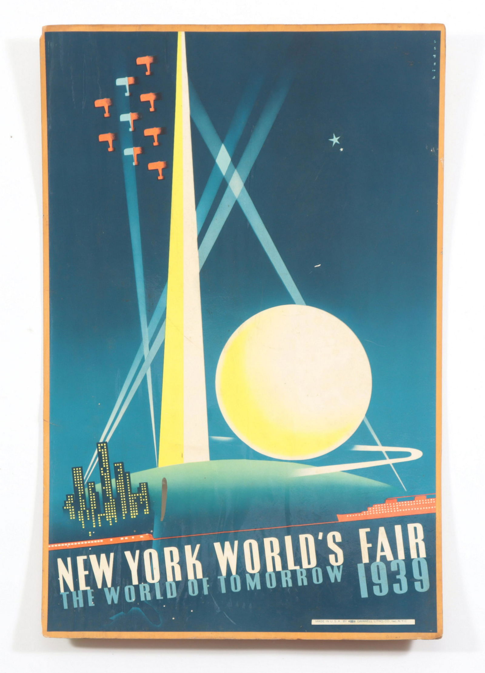 Original NY World's Fair Poster: Original NY World's Fair Poster, Joseph Binder, Grinell Litho. Co. Inc., NYC Property from the personal collection of Seymour Stein. 30" H x 19.75" W