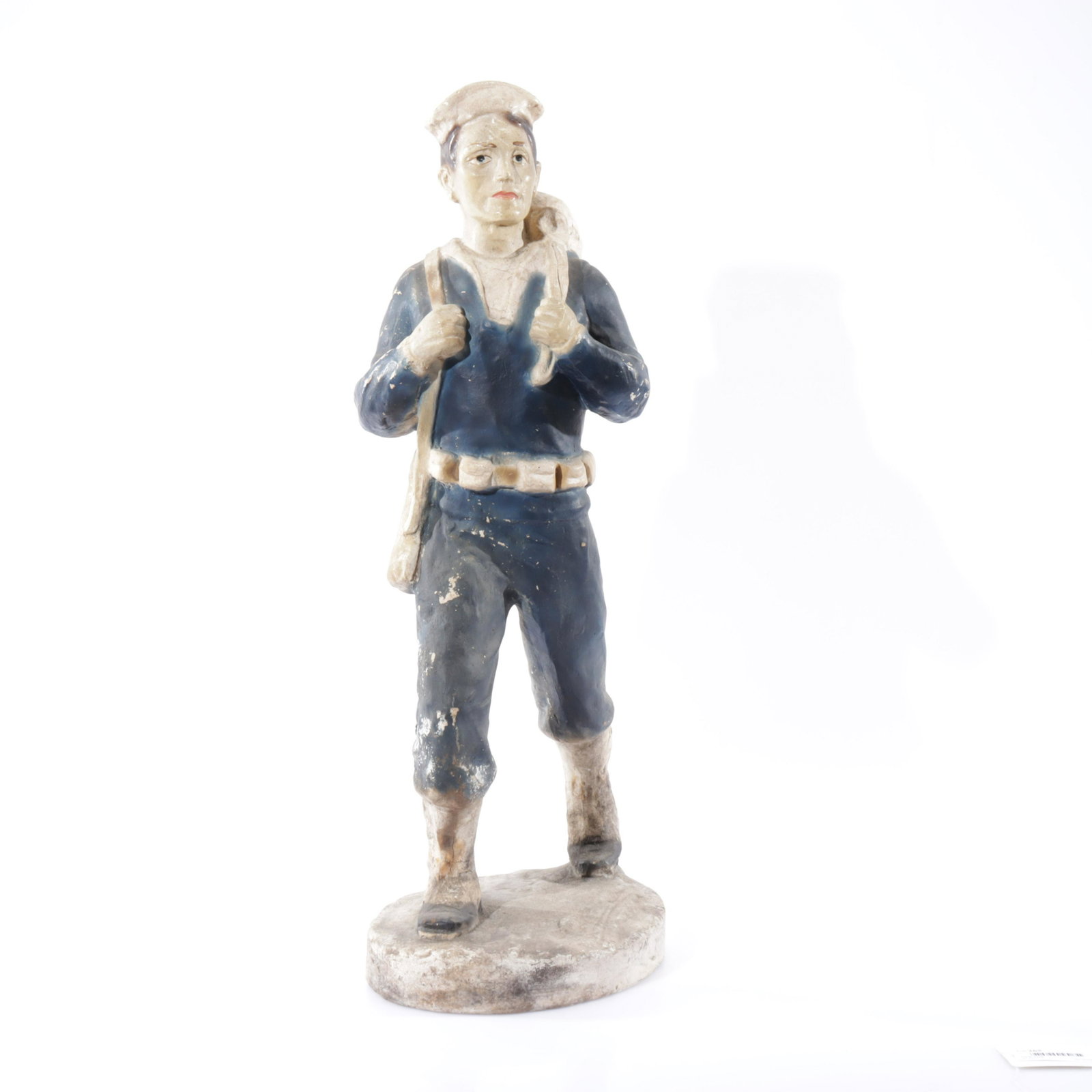 WWII Painted Plaster Figure of a Sailor: WWII Painted Plaster Figure of a Sailor Property from the personal collection of Seymour Stein. 24.5" H