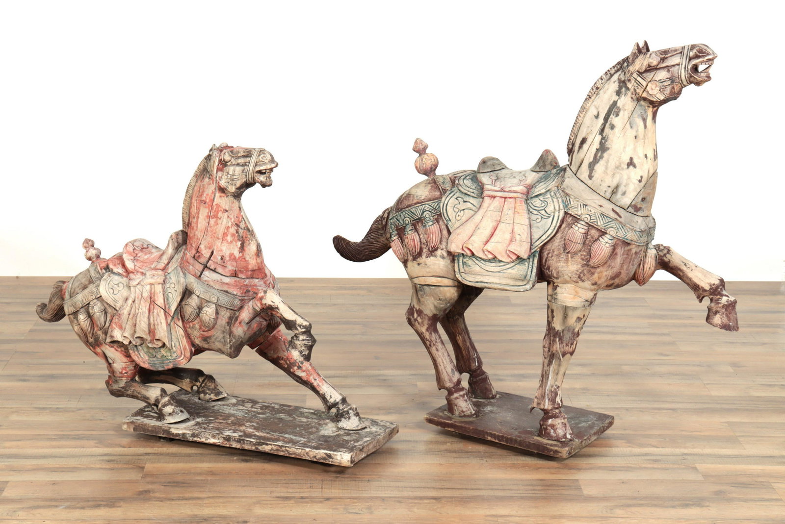 Two Chinese Tang Style Painted Wood Horses (1 of 5)